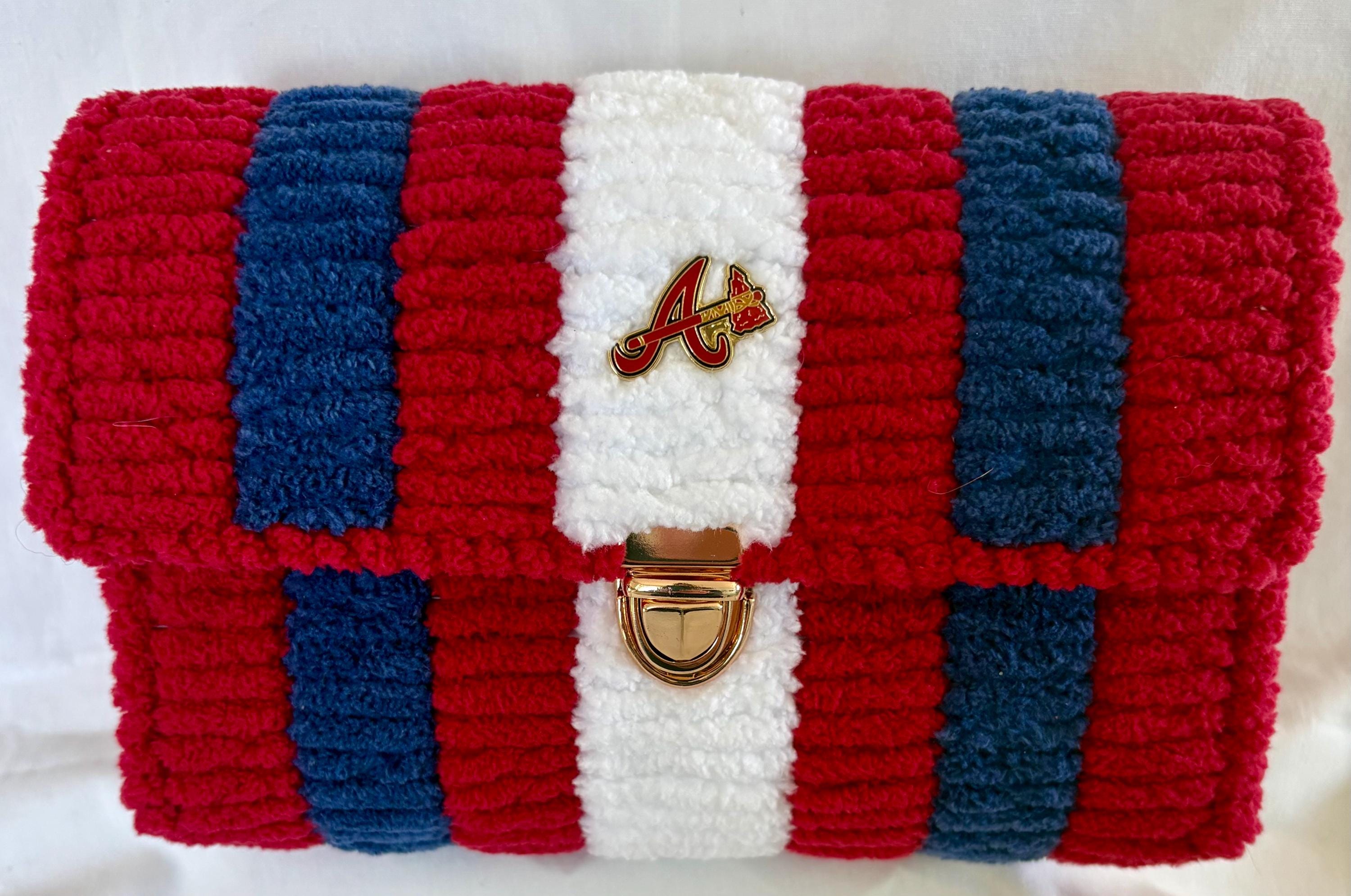 Atlanta Braves Inspired Crossbody Purse – Handmade Crochet Fan Bag