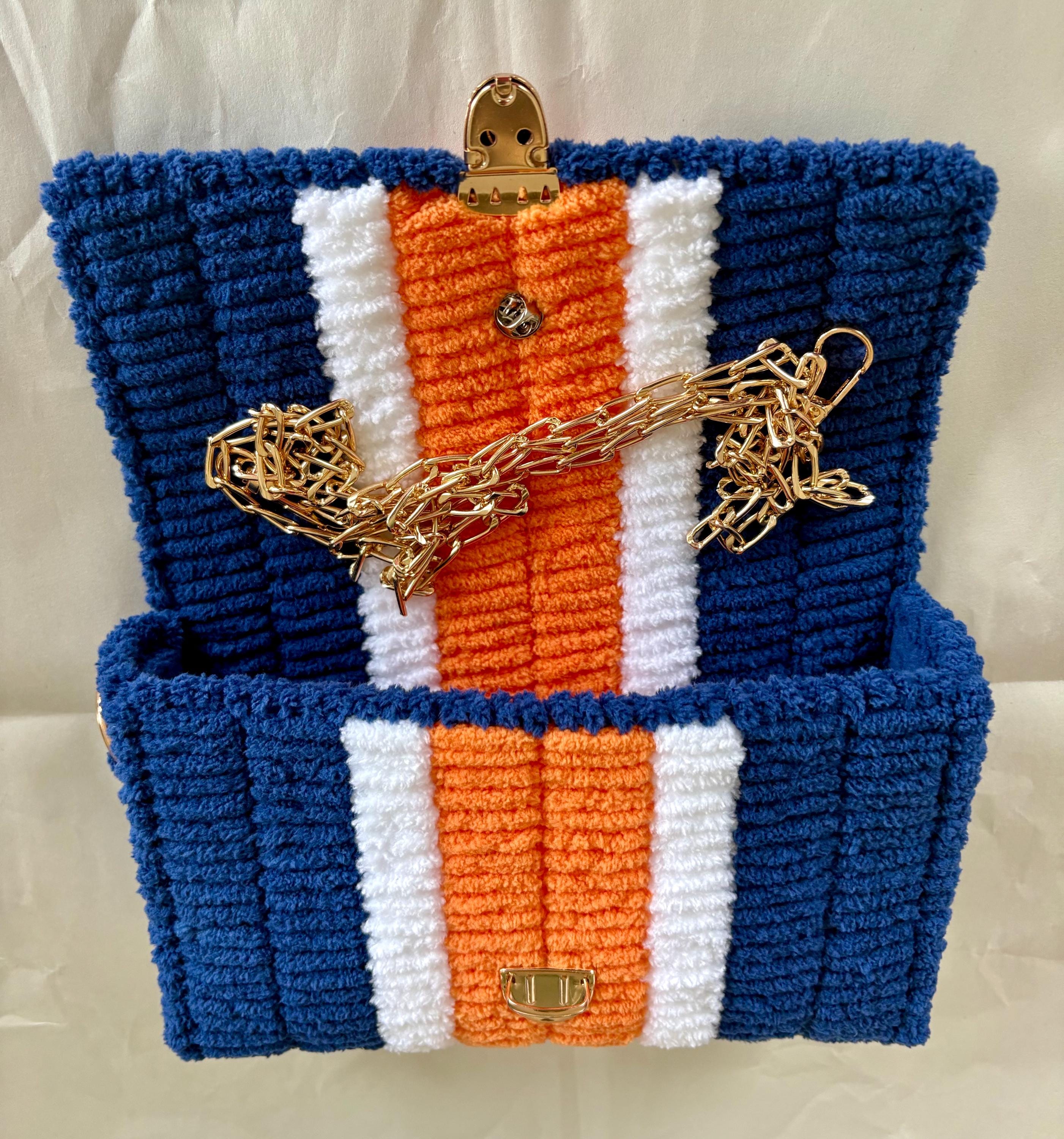 Chicago Bears Inspired Crossbody Purse – Handmade Chenille Game Day Bag – NFL Fan Gift