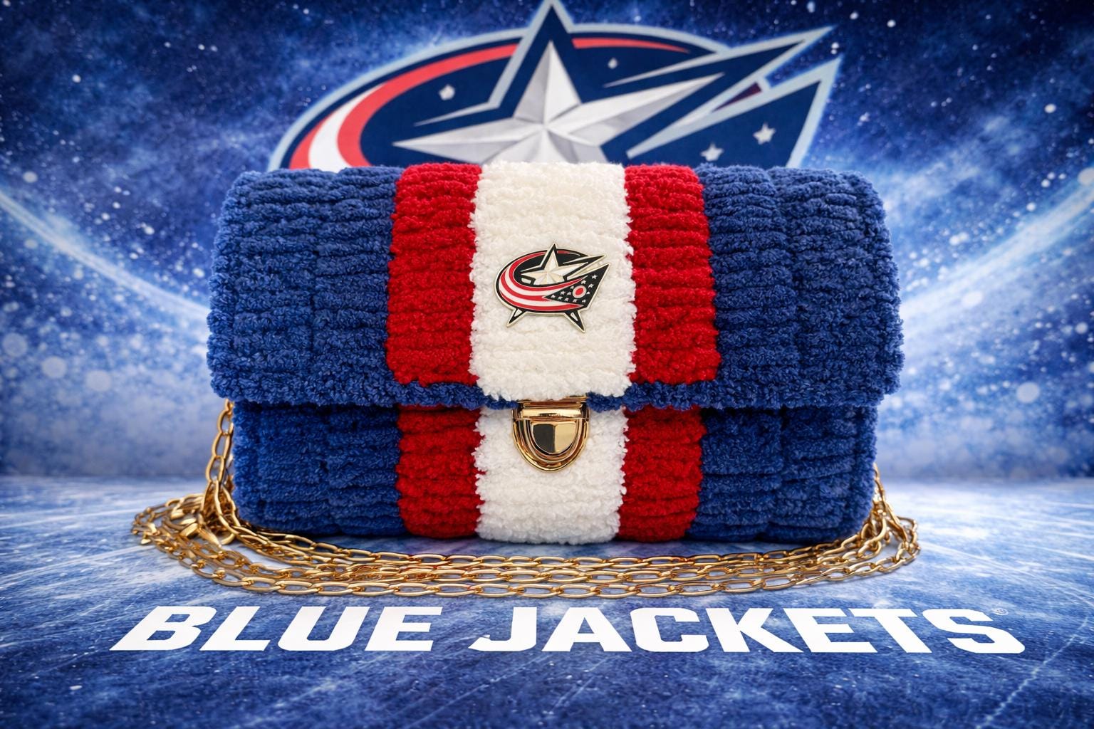 Columbus Blue Jackets Inspired Crossbody Purse – Handmade Crochet Fan Bag