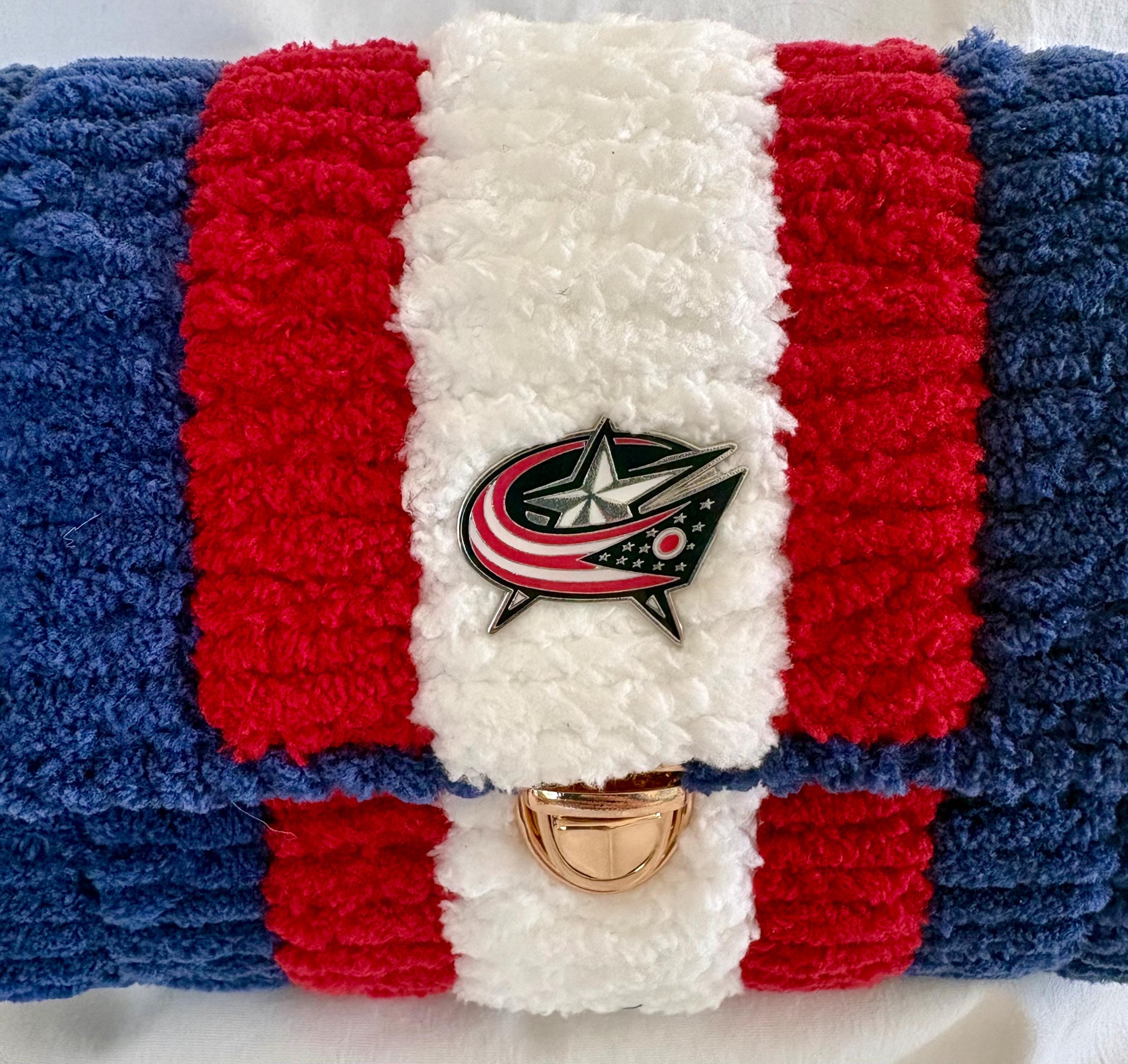 Columbus Blue Jackets Inspired Crossbody Purse – Handmade Crochet Fan Bag