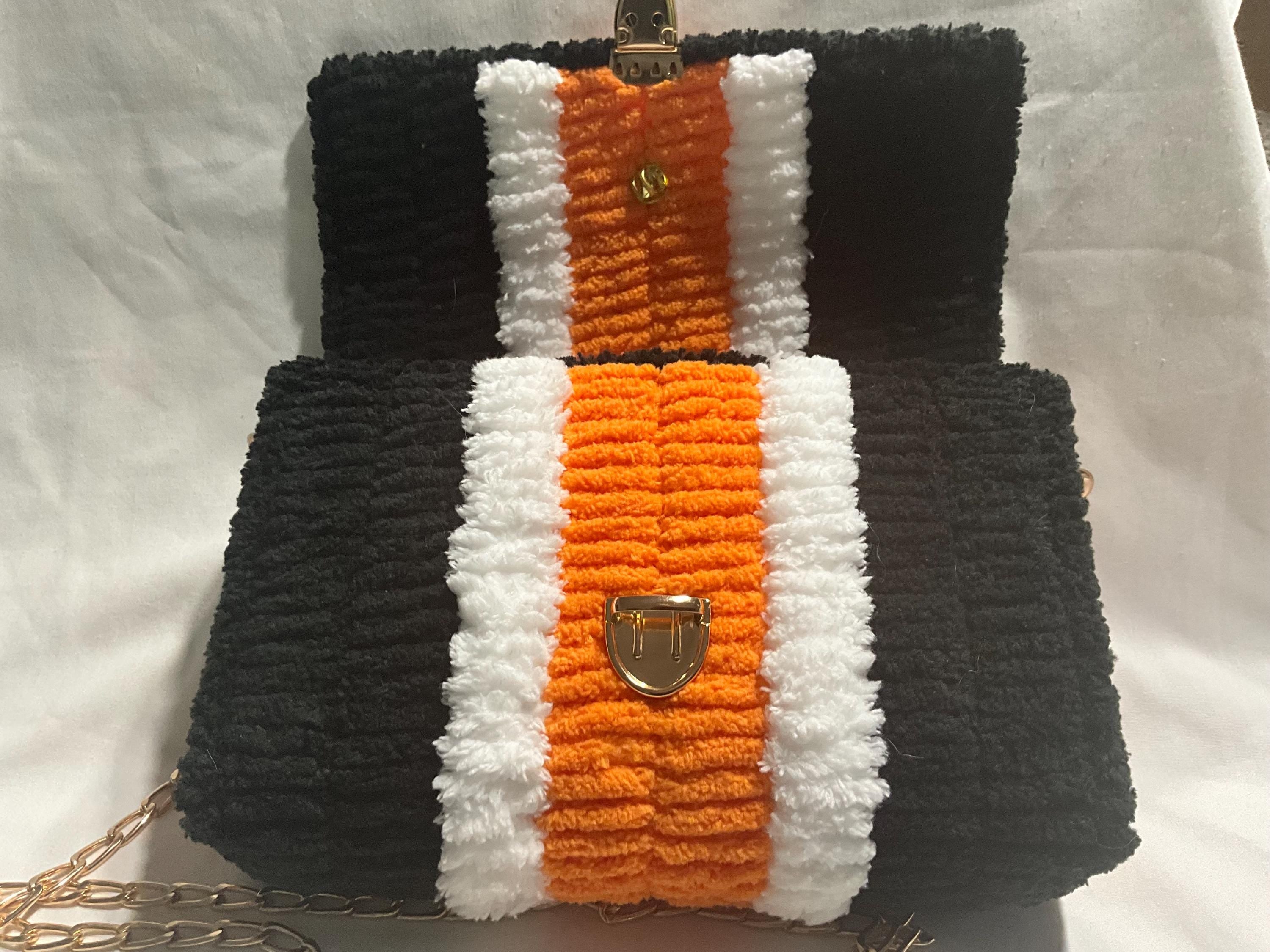 Anaheim Ducks Inspired Crossbody Purse – Handmade Crochet Fan Bag