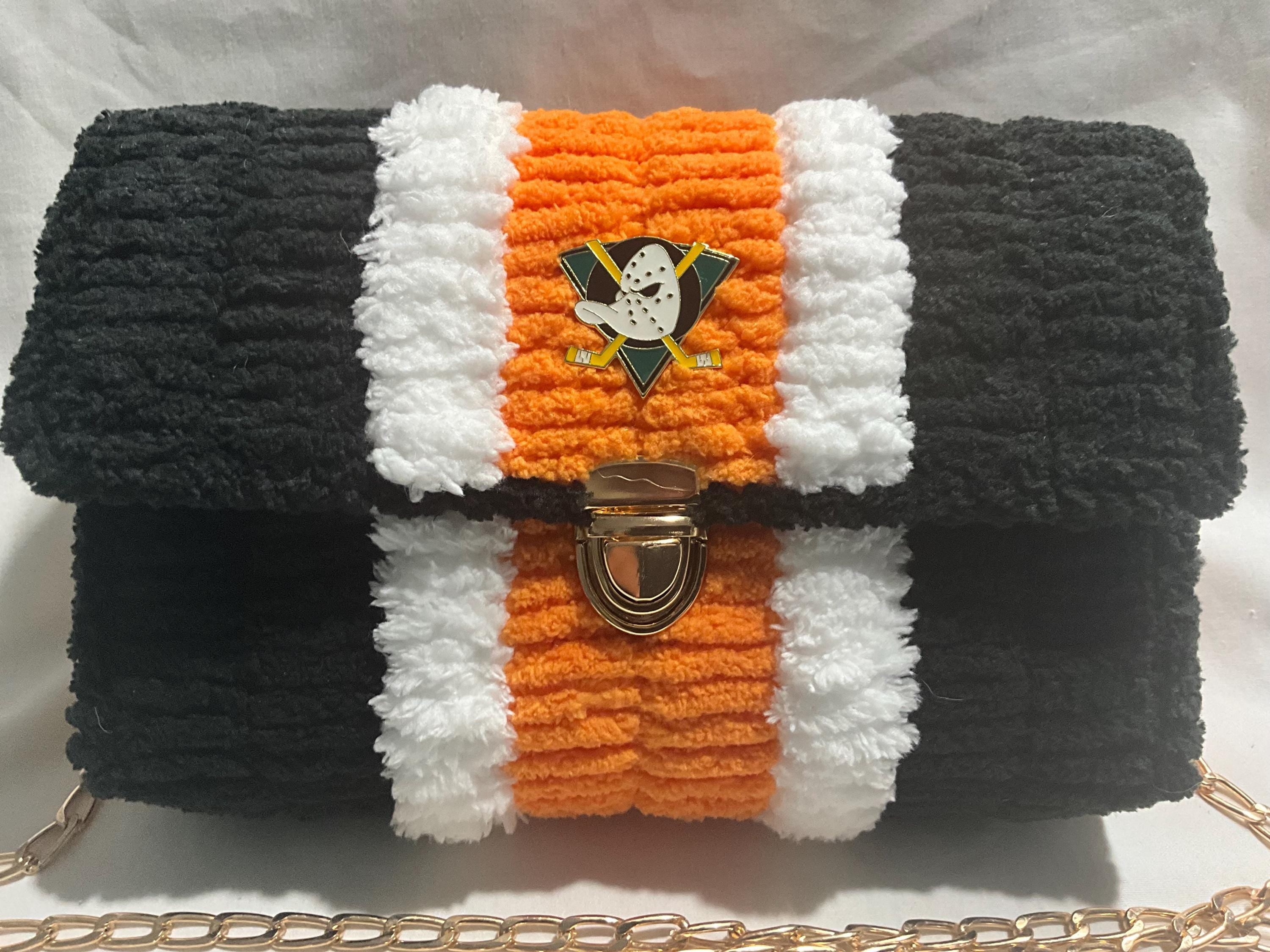 Anaheim Ducks Inspired Crossbody Purse – Handmade Crochet Fan Bag
