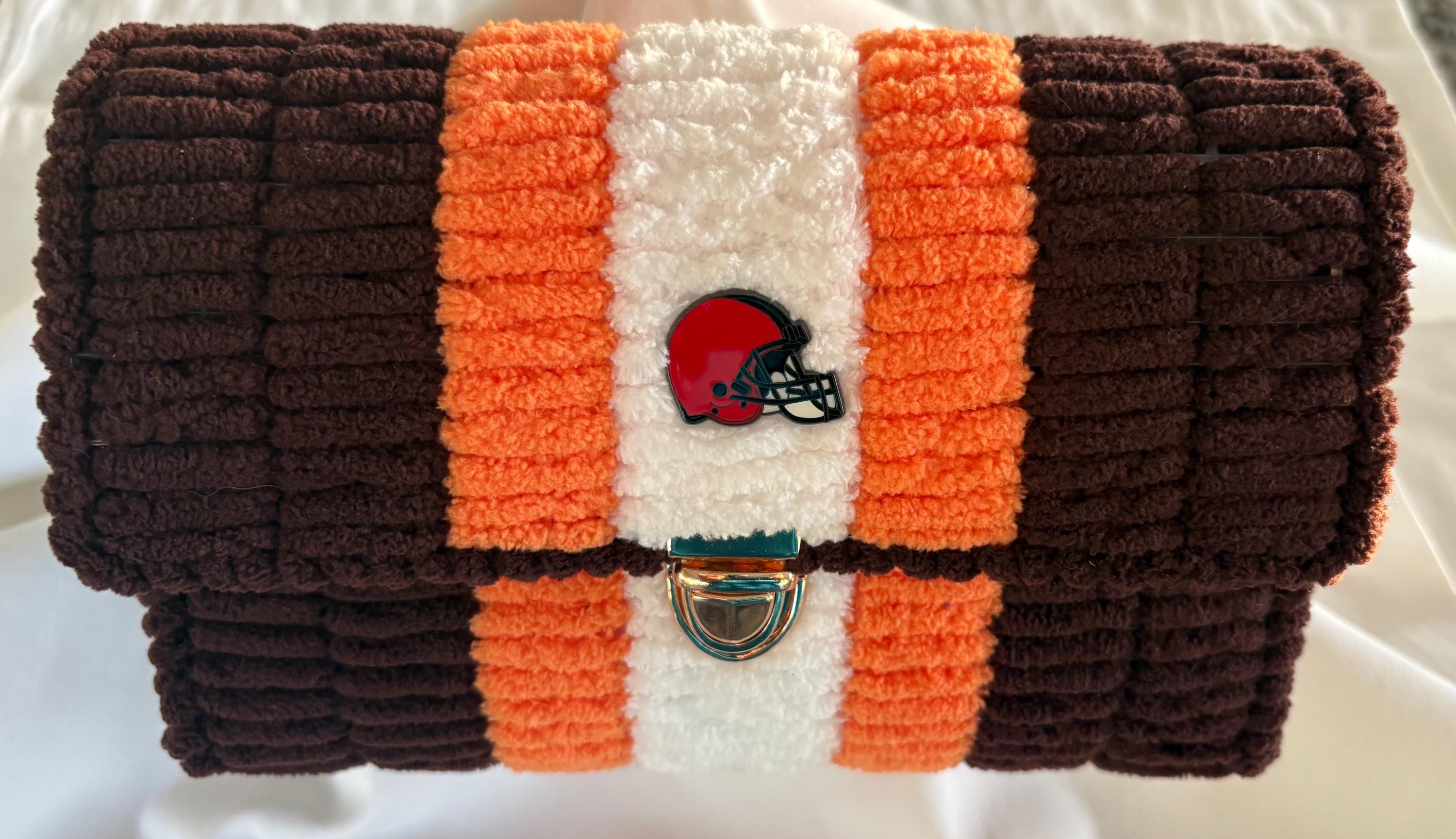 Cleveland Browns Inspired Crossbody Purse – Handmade Chenille Game Day Bag – NFL Fan Gift