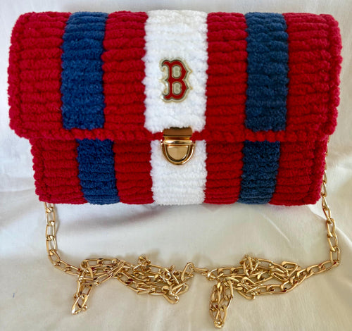 Boston Red Sox Inspired Crossbody Purse – Handmade Crochet Fan Bag