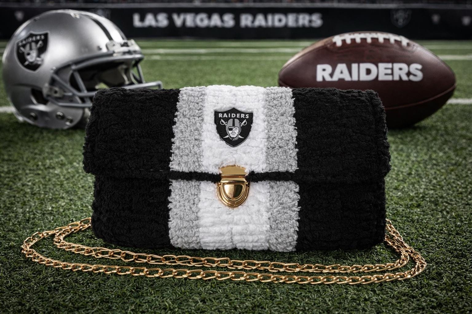 Las Vegas Raiders themed crossbody bag. Game day ready!