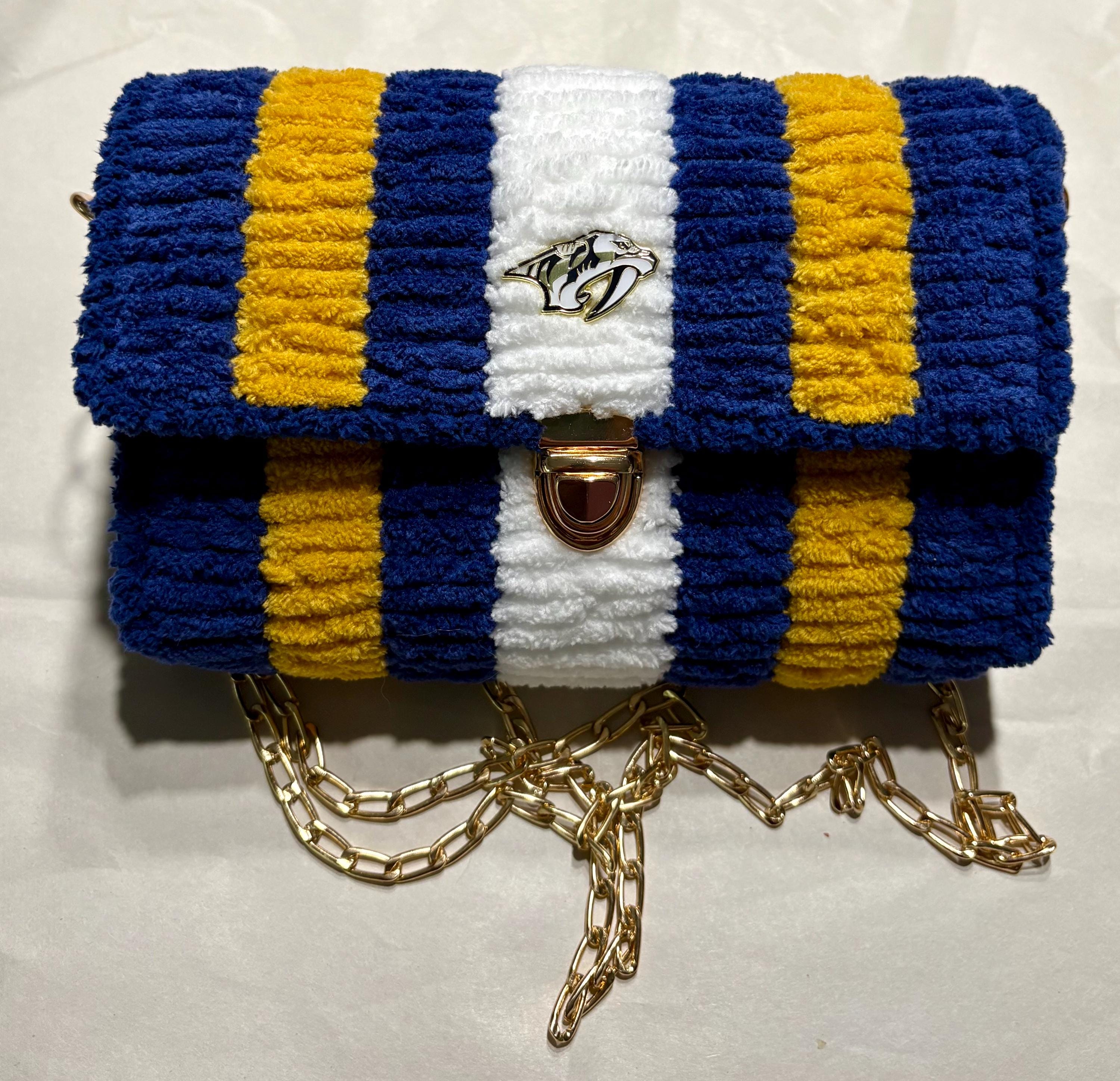Nashville Predators Inspired Crossbody Purse – Handmade Crochet Fan Bag