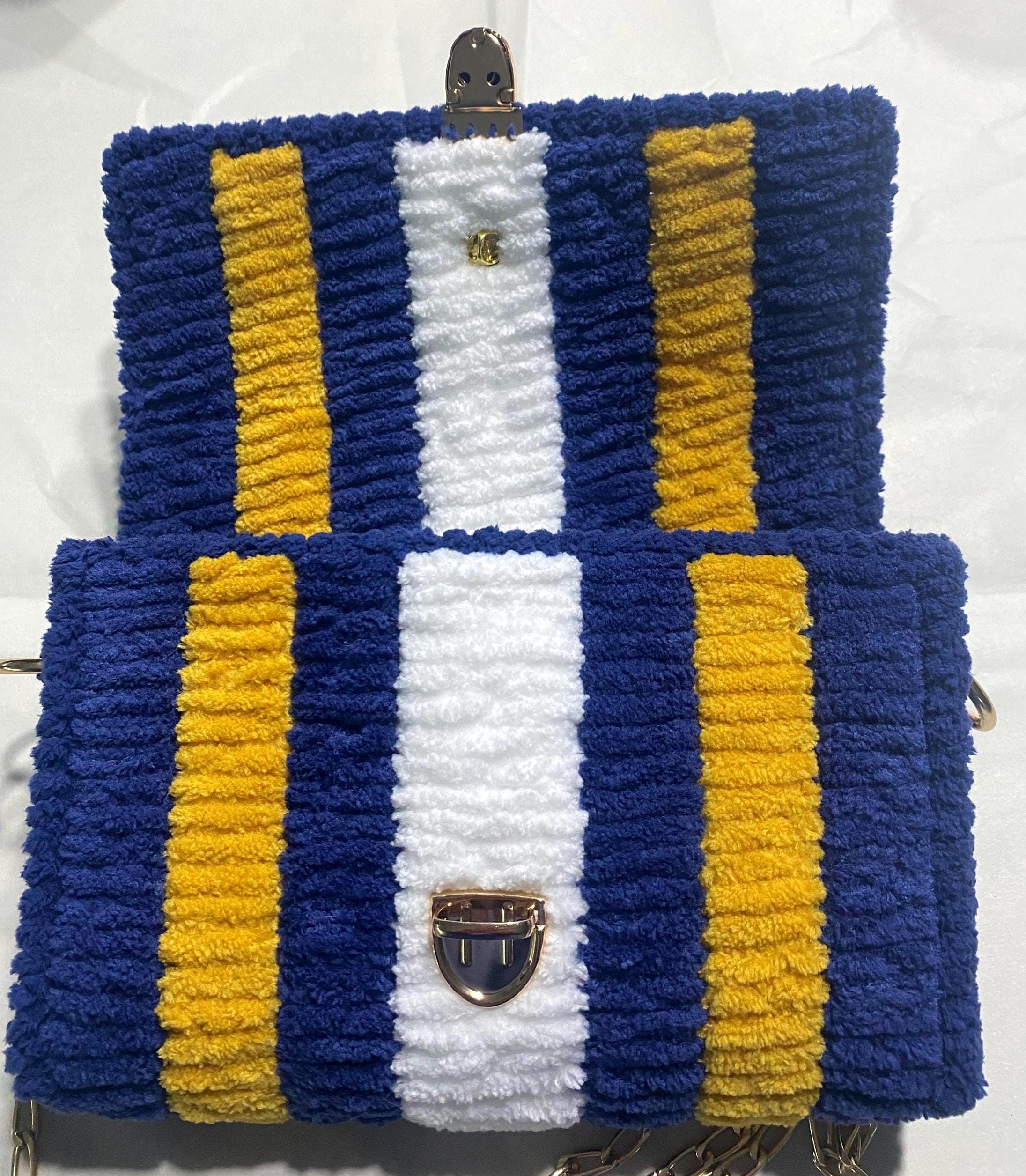 Buffalo Sabres Inspired Crossbody Purse – Handmade Crochet Fan Bag