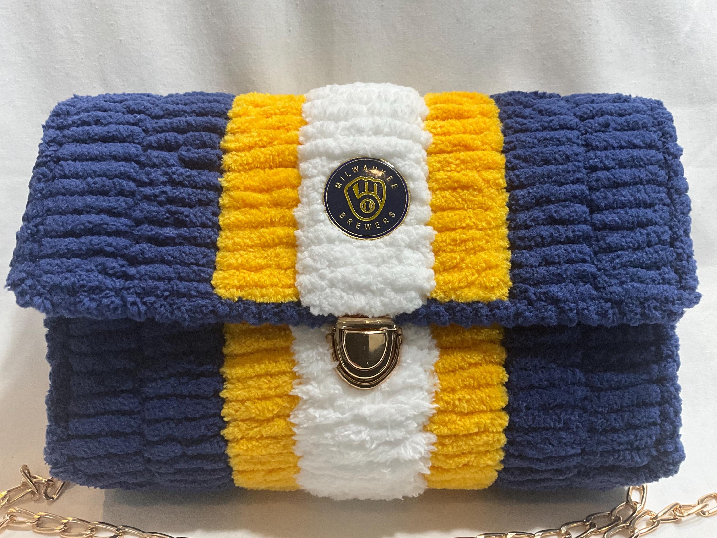 Milwaukee Brewers Inspired Crossbody Purse – Handmade Crochet Fan Bag