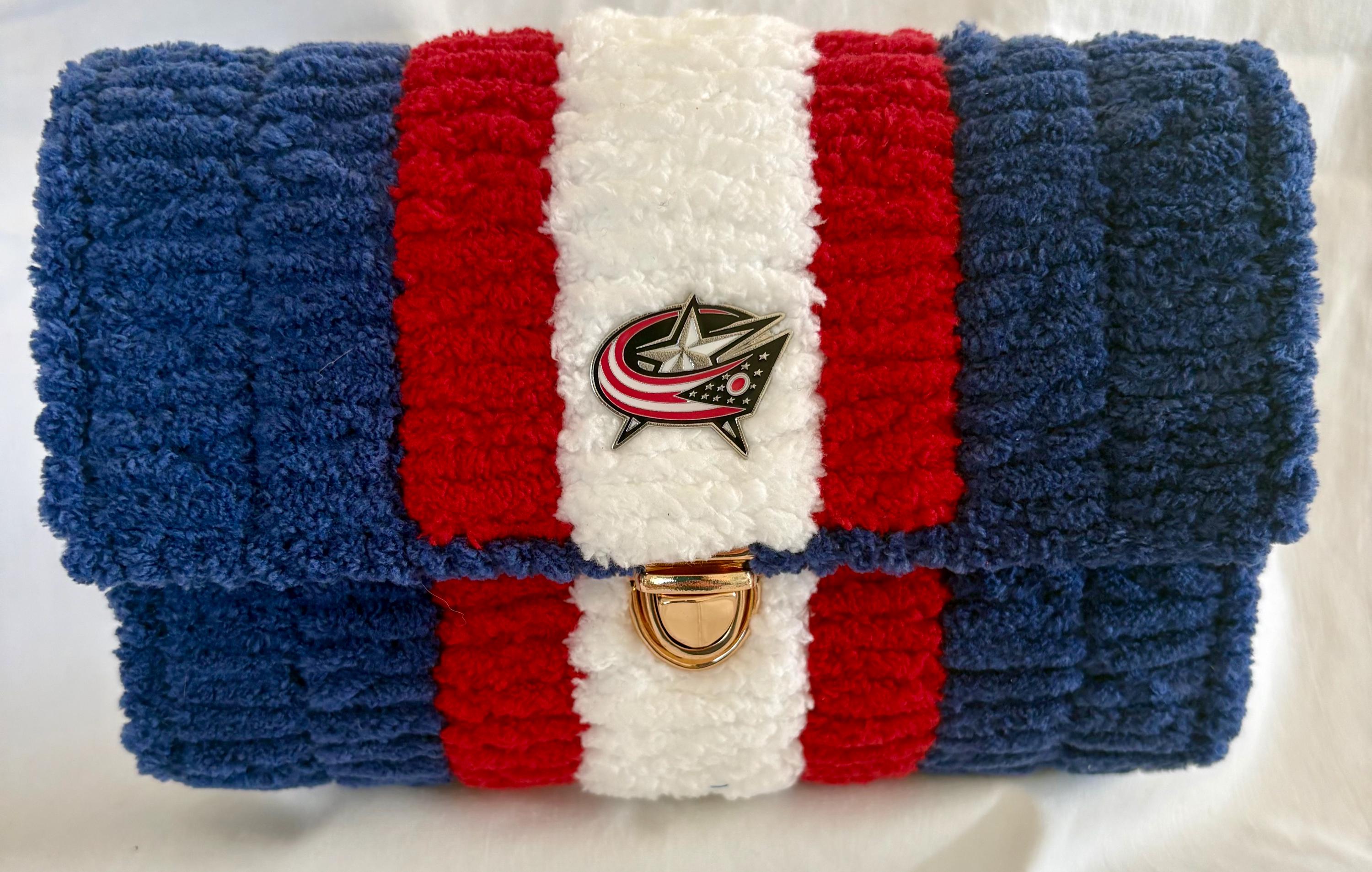 Columbus Blue Jackets Inspired Crossbody Purse – Handmade Crochet Fan Bag