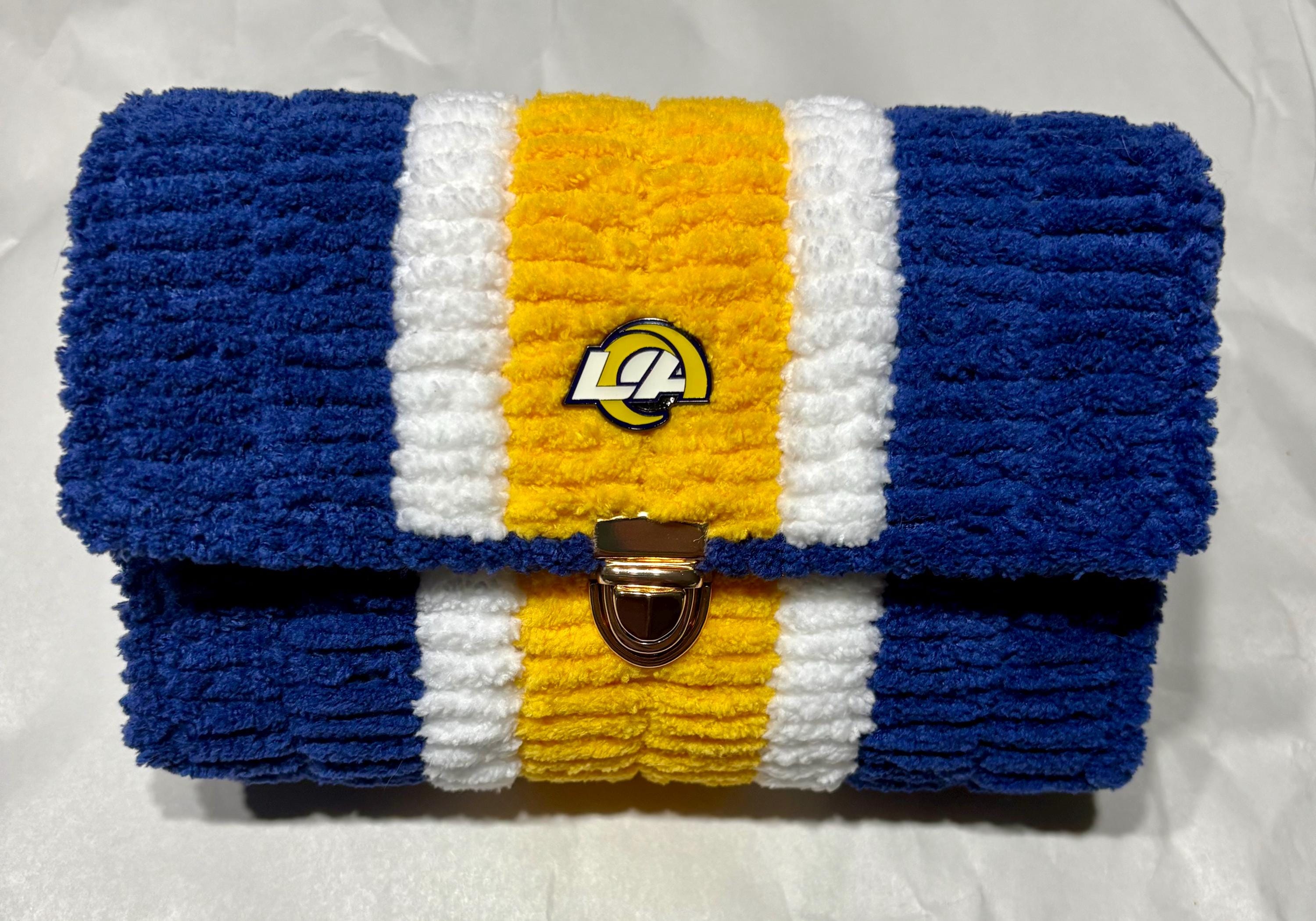 Los Angeles Rams Inspired Crossbody Purse – Handmade Chenille Game Day Bag – NFL Fan Gift