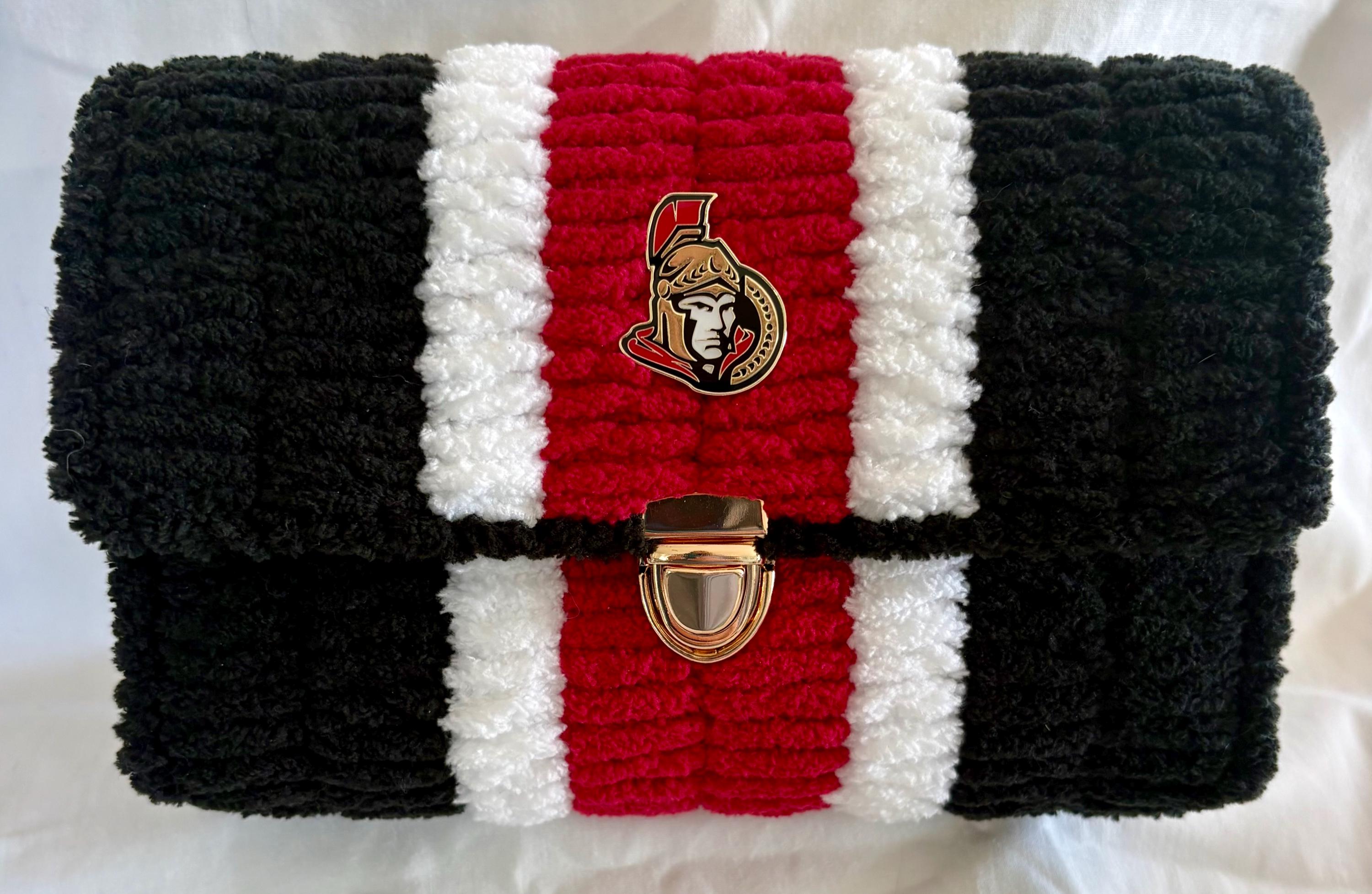 Ottawa Senators Inspired Crossbody Purse – Handmade Crochet Fan Bag