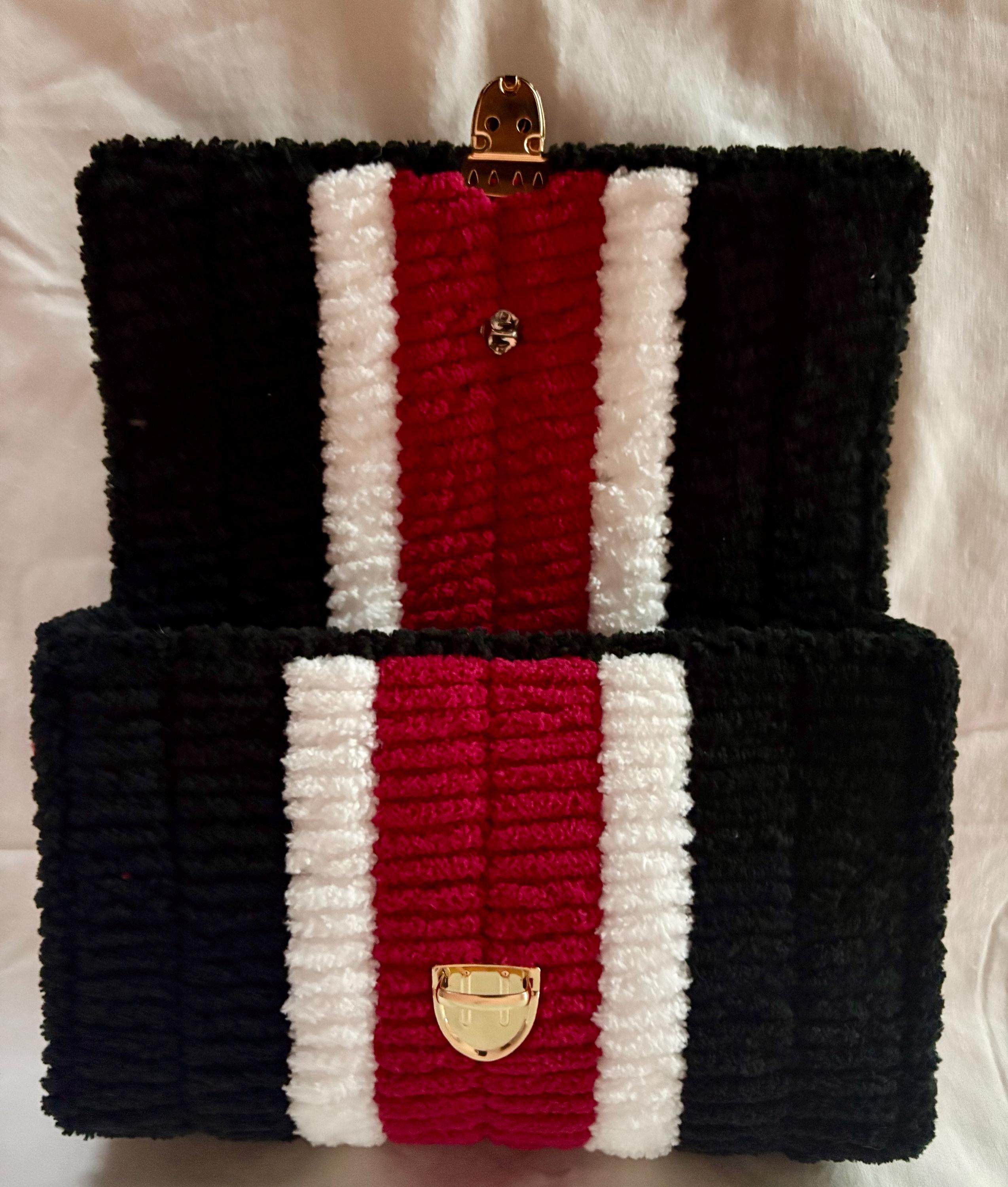 Chicago Blackhawks Inspired Crossbody Purse – Handmade Crochet Fan Bag