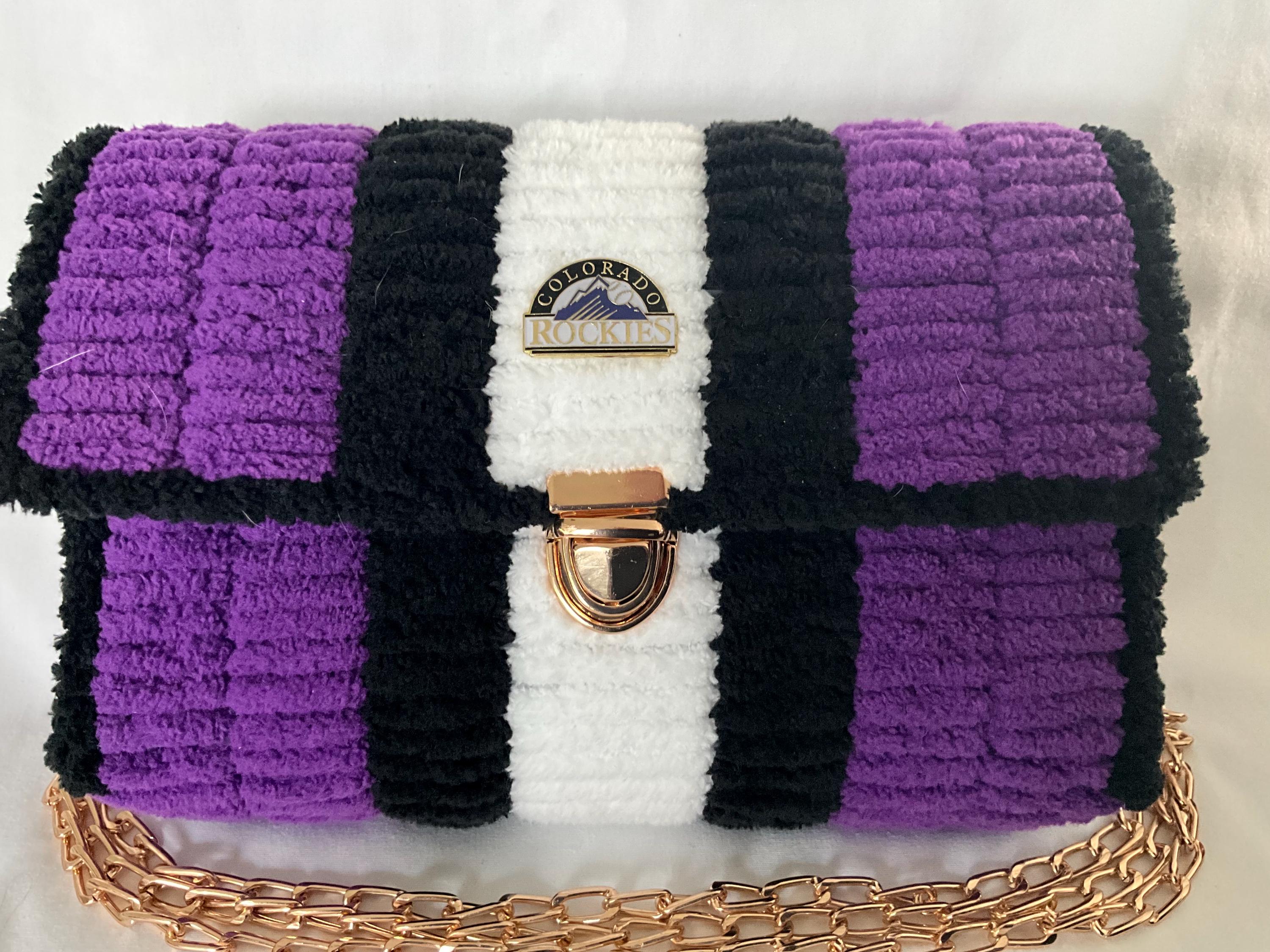 Colorado Rockies Inspired Crossbody Purse – Handmade Crochet Fan Bag