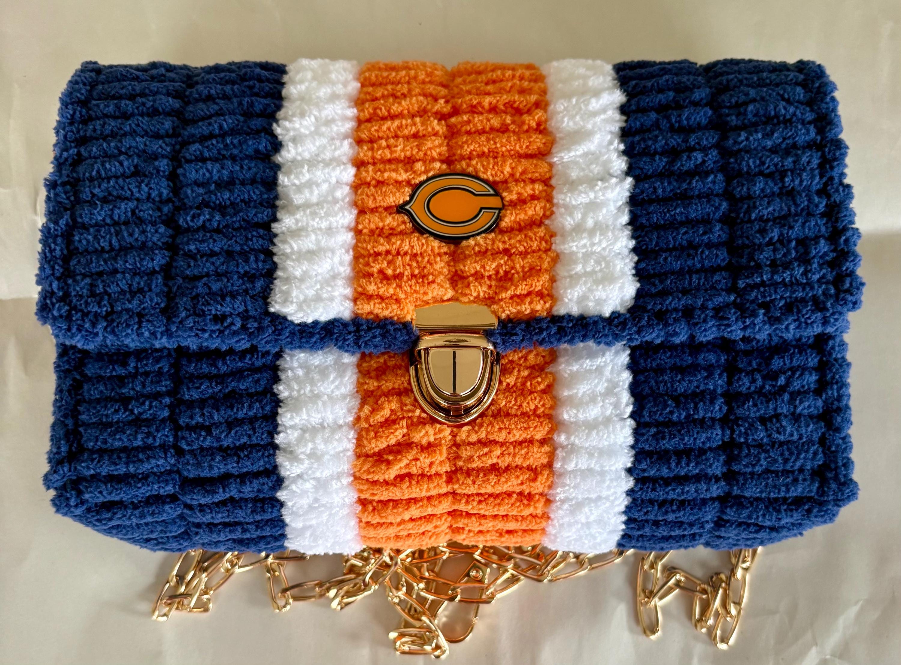 Chicago Bears Inspired Crossbody Purse – Handmade Chenille Game Day Bag – NFL Fan Gift