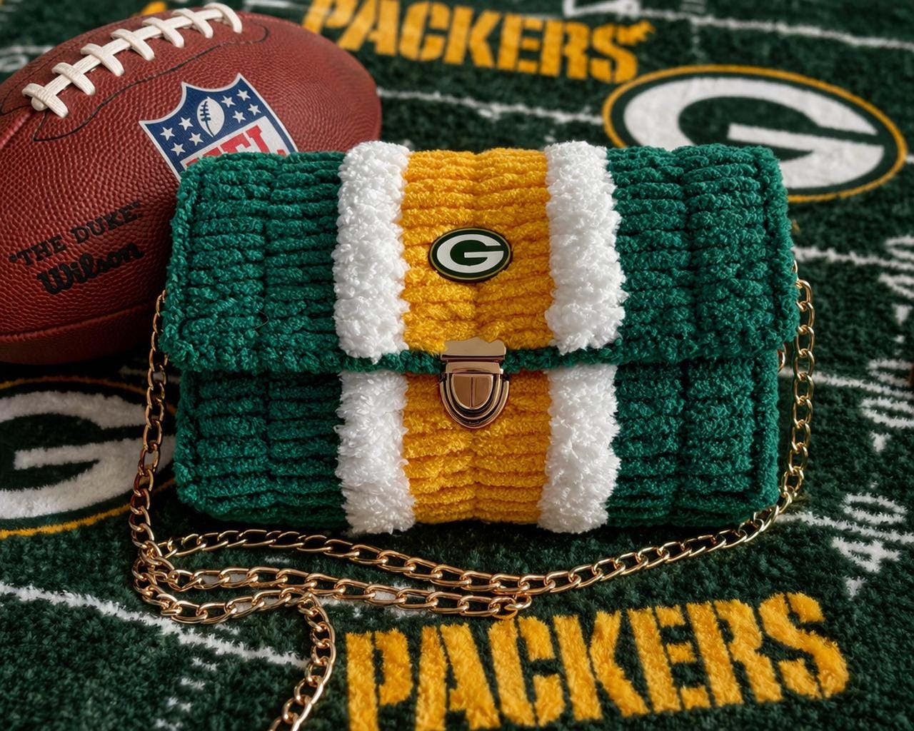 Green Bay Packers-Inspired Crossbody Purse – Game Day Ready! Handmade