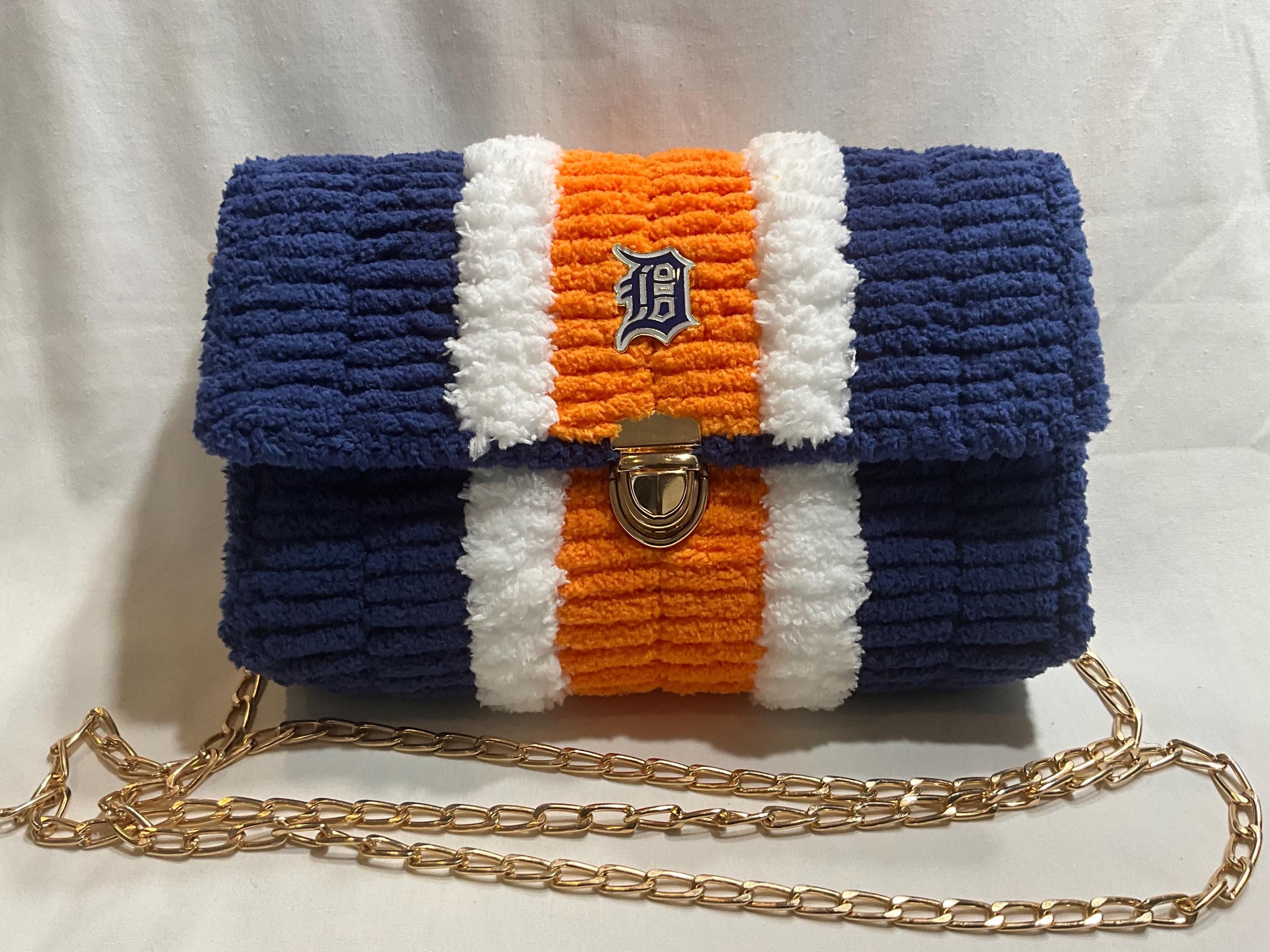 Detroit Tigers Inspired Crossbody Purse – Handmade Crochet Fan Bag