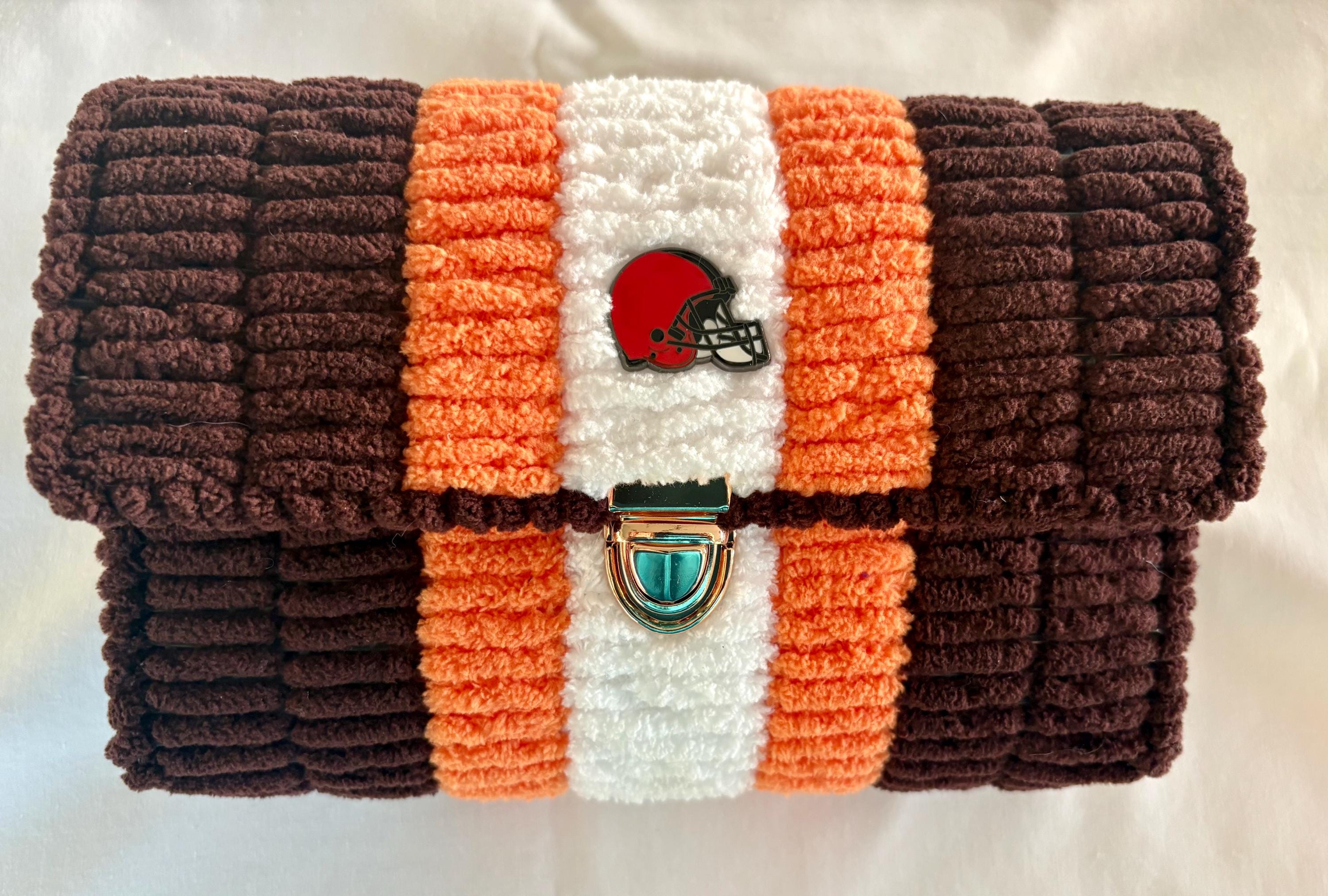 Cleveland Browns Inspired Crossbody Purse – Handmade Chenille Game Day Bag – NFL Fan Gift