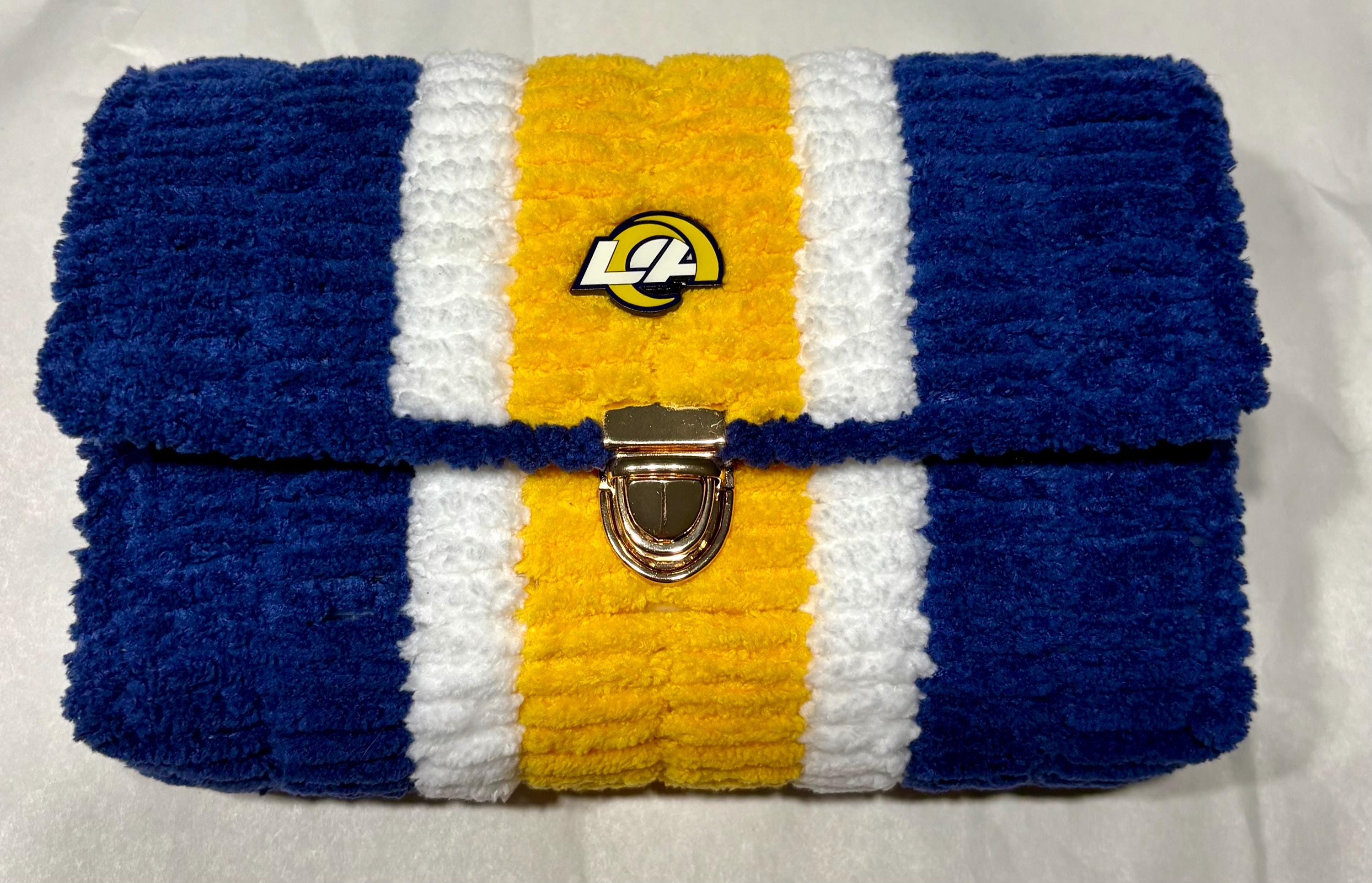Los Angeles Rams Inspired Crossbody Purse – Handmade Chenille Game Day Bag – NFL Fan Gift