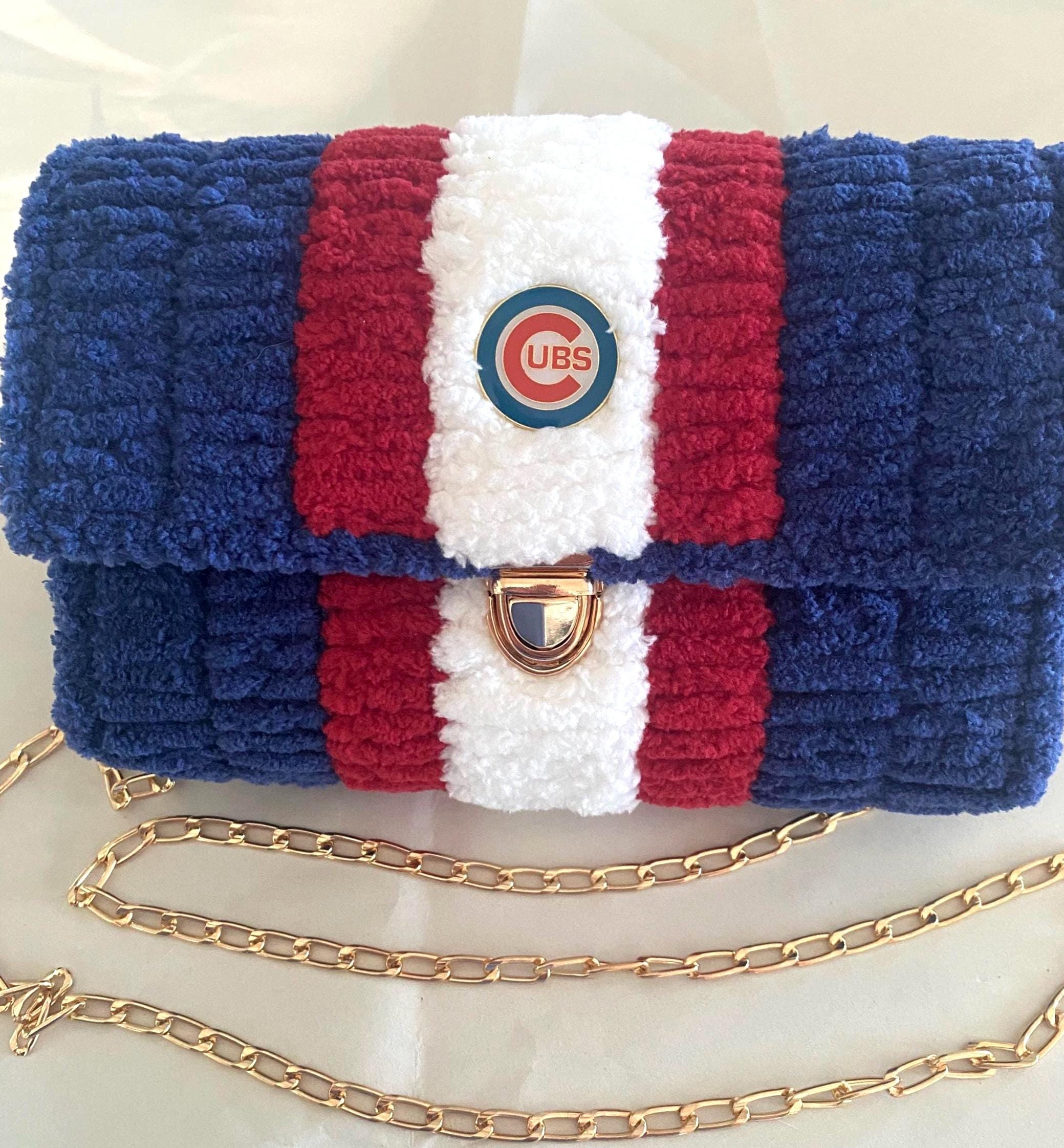 Chicago Cubs Inspired Crossbody Purse – Handmade Crochet Fan Bag