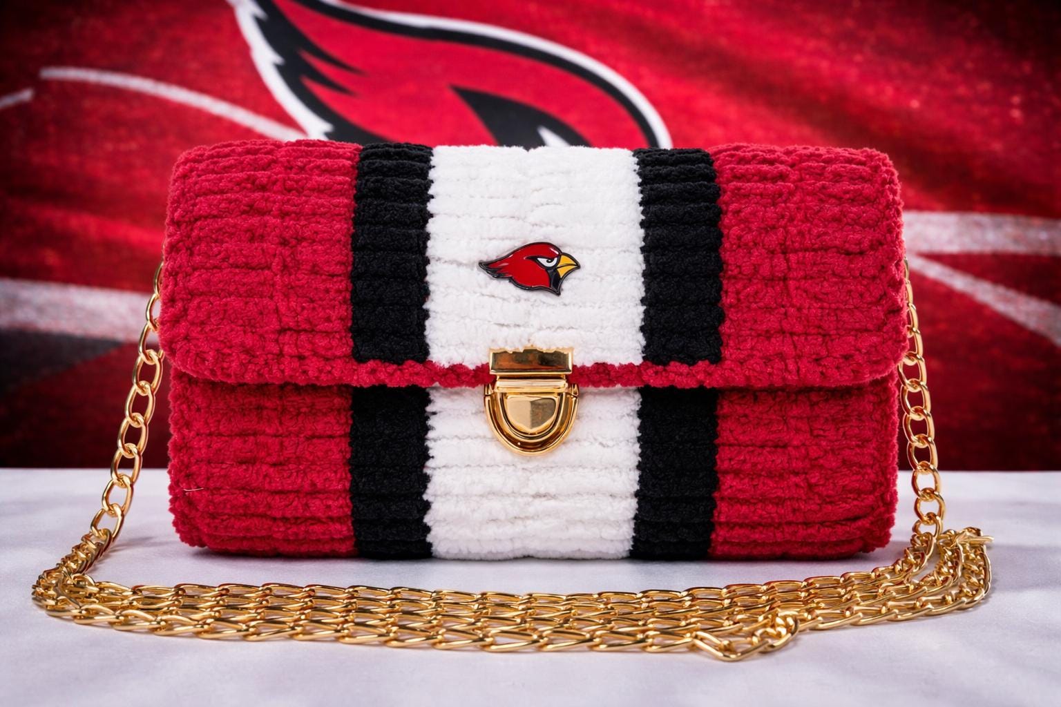 Arizona Cardinals Inspired Crossbody Purse – Handmade Chenille Game Day Bag – NFL Fan Gift