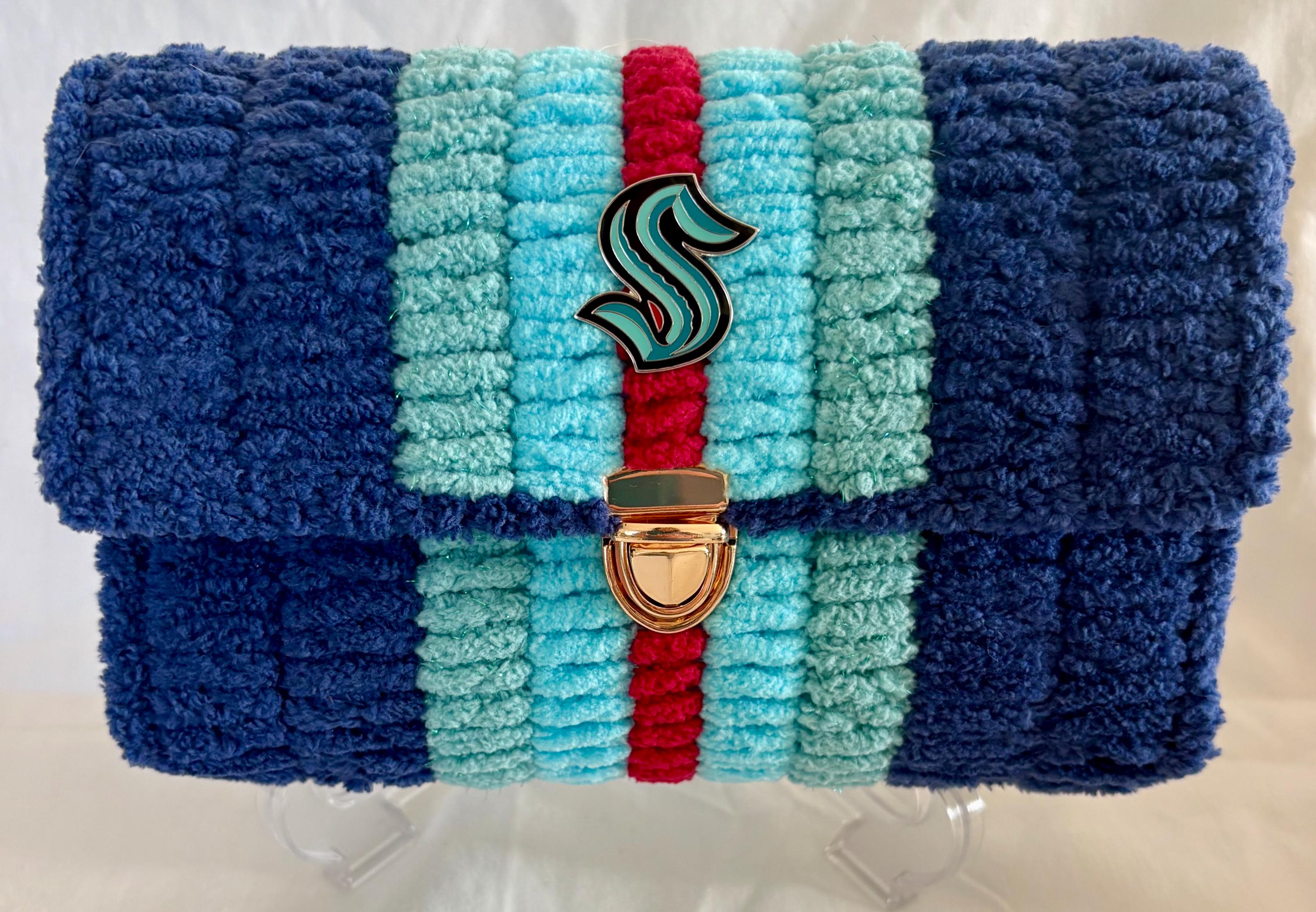 Seattle Kraken Inspired Crossbody Purse – Handmade Crochet Fan Bag