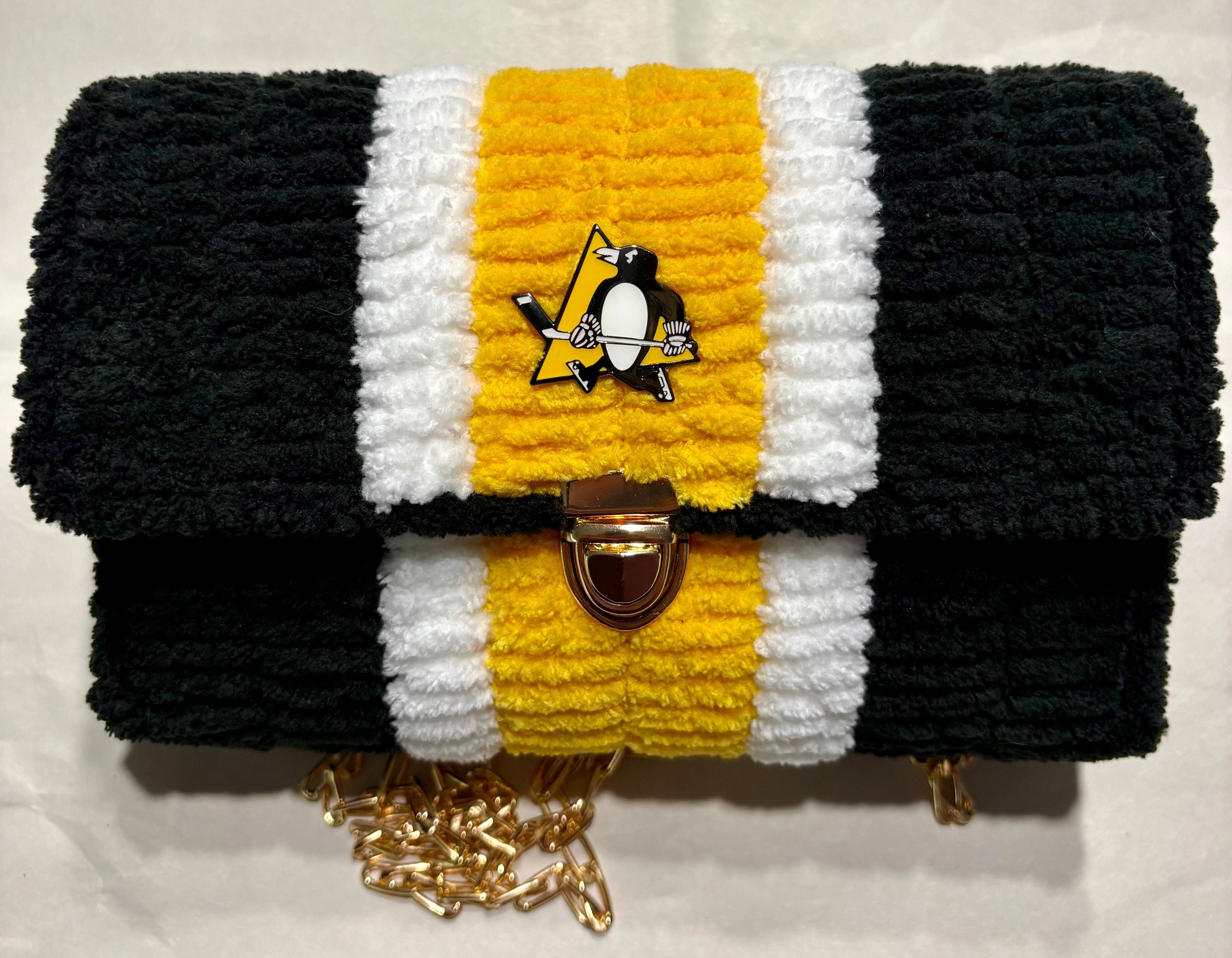 Pittsburgh Penguins Inspired Crossbody Purse – Handmade Crochet Fan Bag
