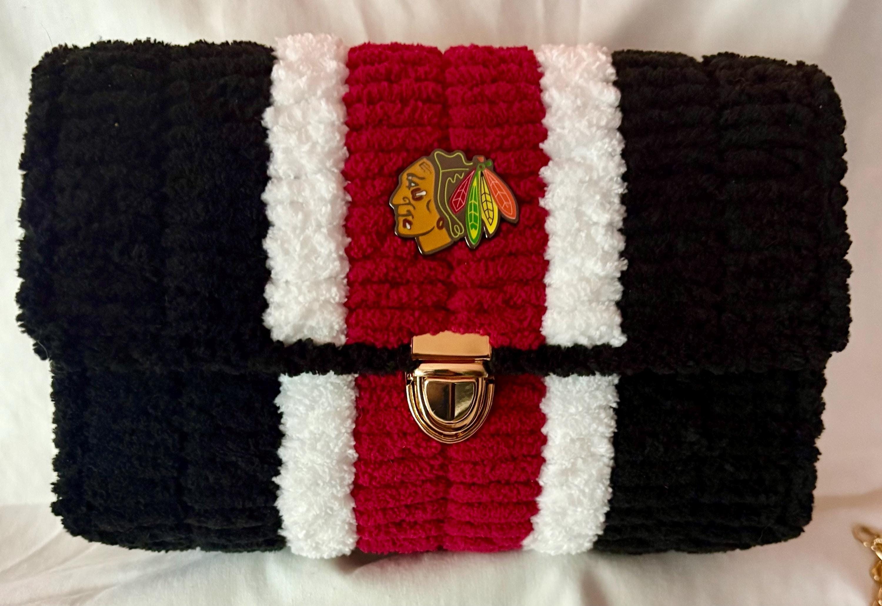 Chicago Blackhawks Inspired Crossbody Purse – Handmade Crochet Fan Bag