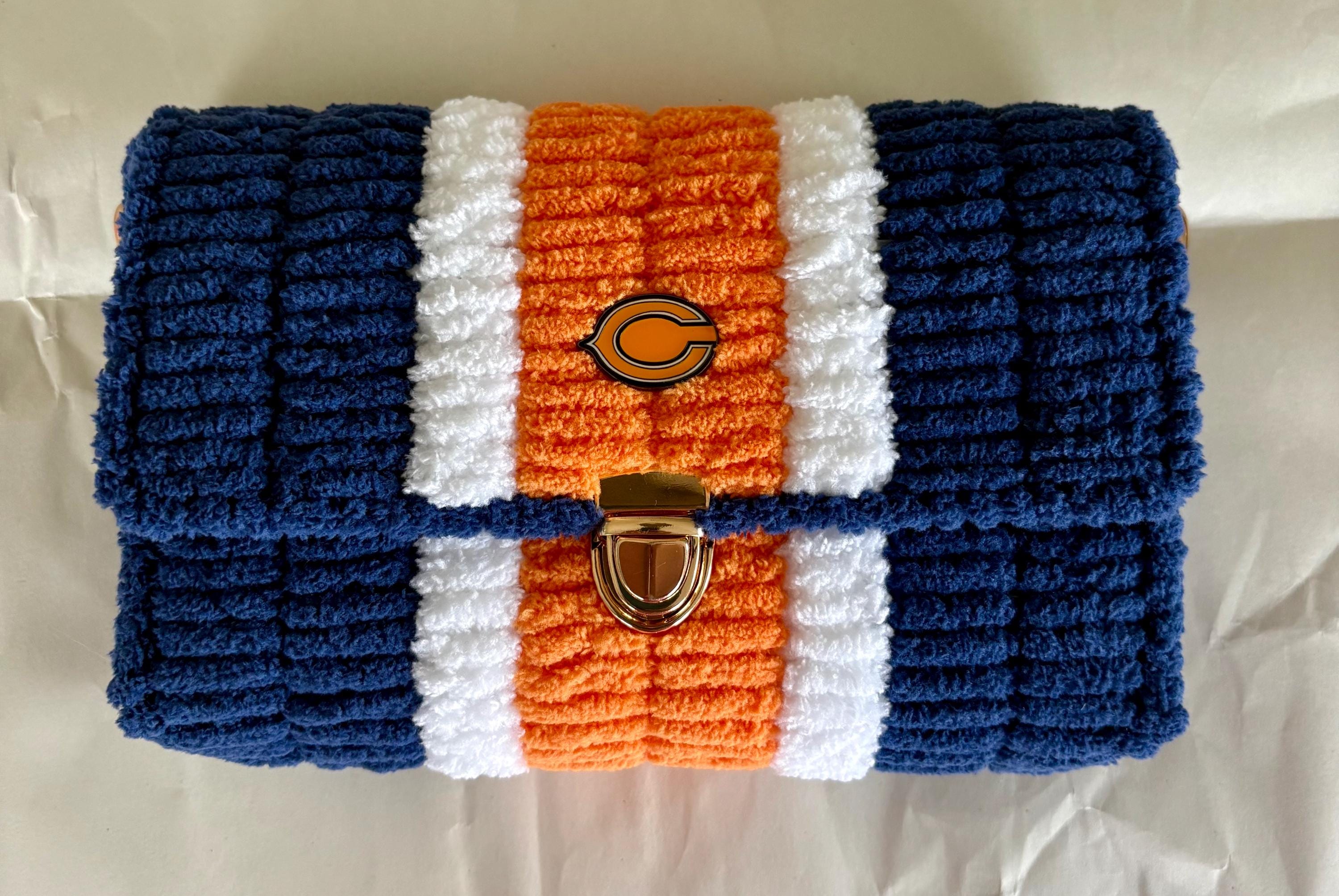 Chicago Bears Inspired Crossbody Purse – Handmade Chenille Game Day Bag – NFL Fan Gift