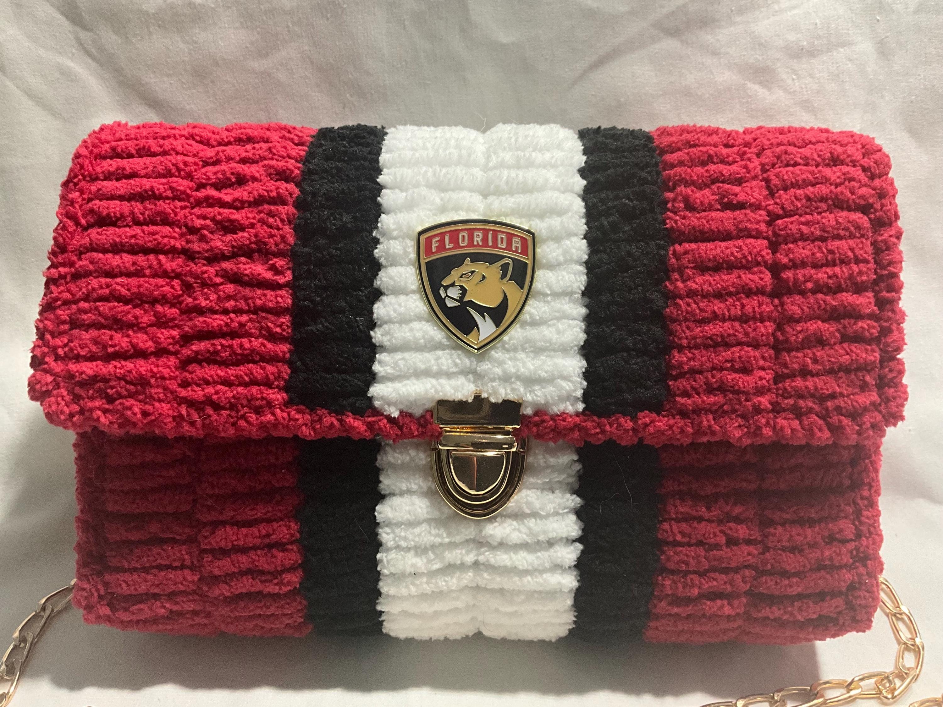 Florida Panthers Inspired Crossbody Purse – Handmade Crochet Fan Bag
