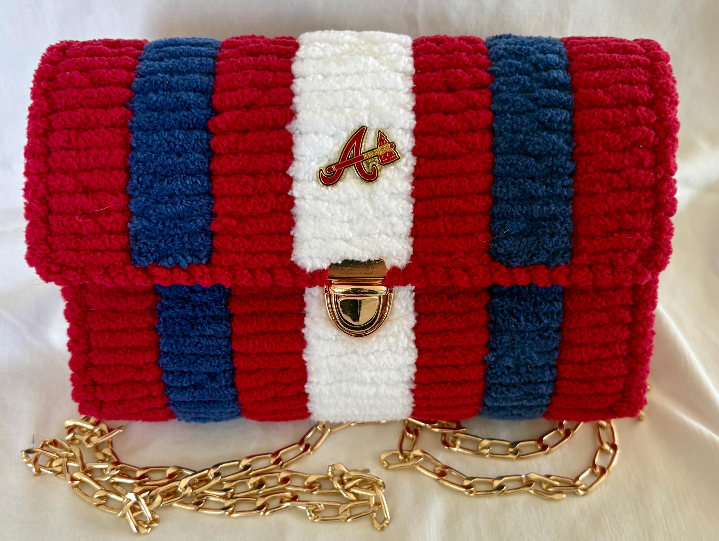 Atlanta Braves Inspired Crossbody Purse – Handmade Crochet Fan Bag