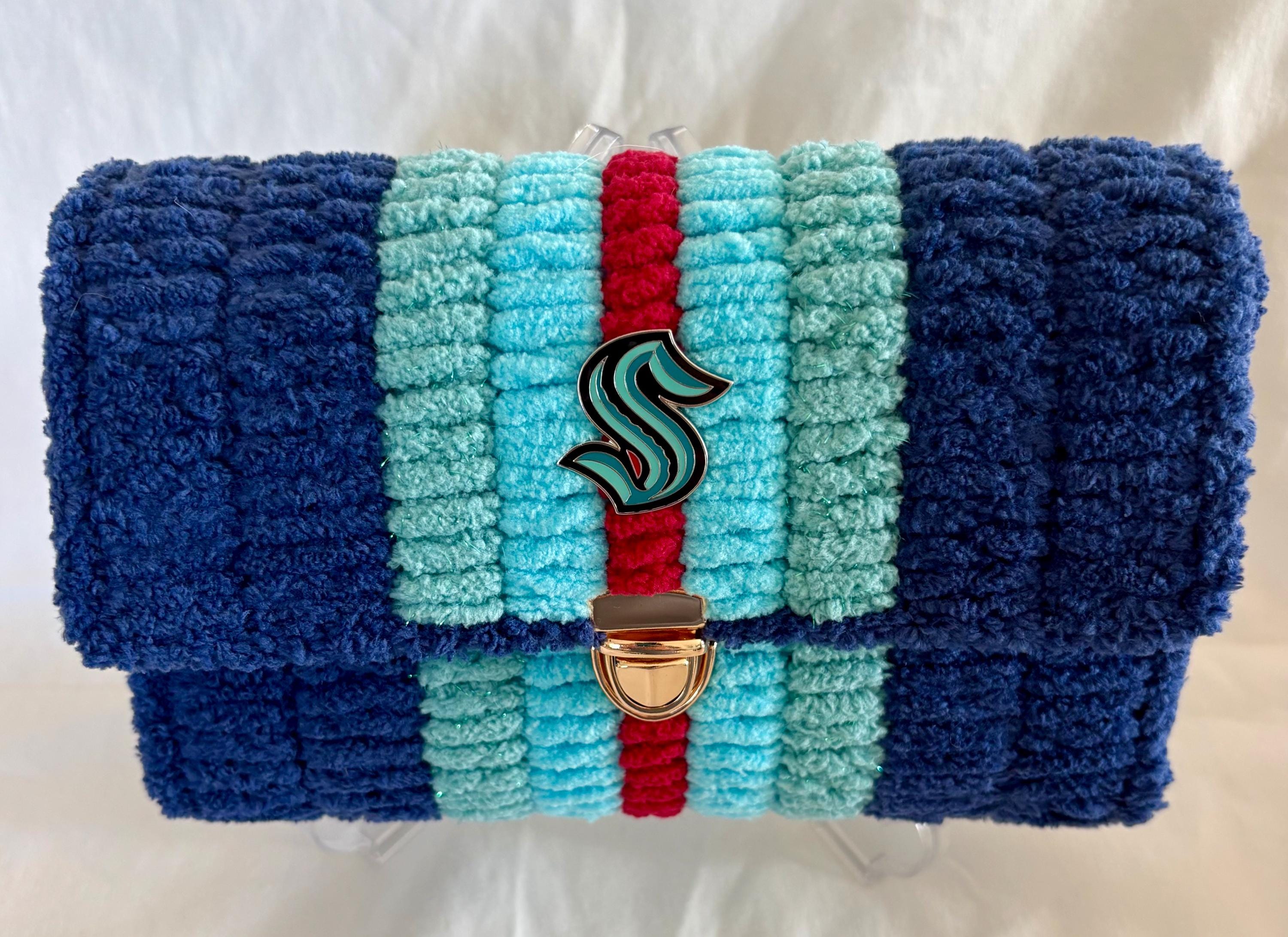 Seattle Kraken Inspired Crossbody Purse – Handmade Crochet Fan Bag