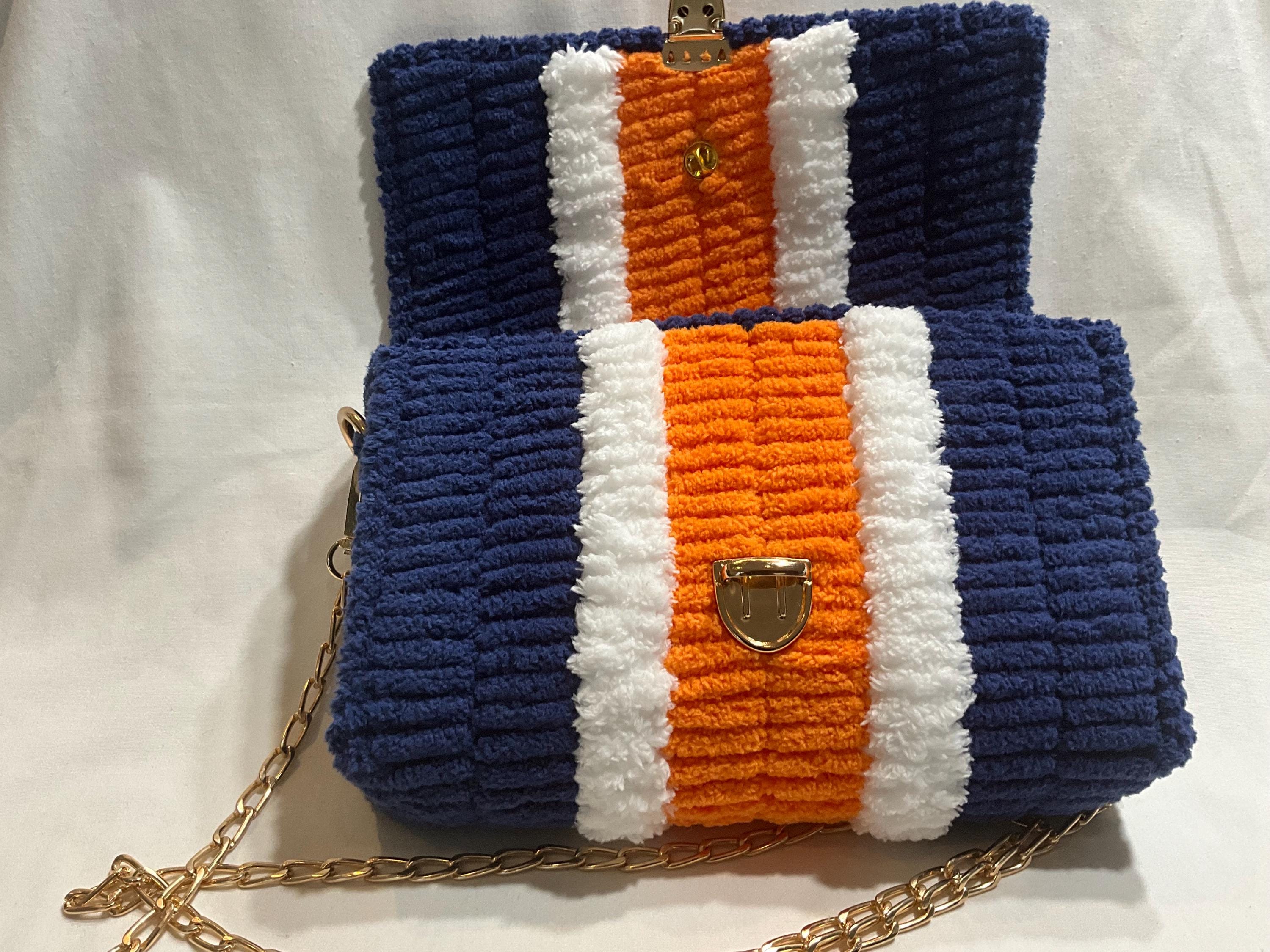 Detroit Tigers Inspired Crossbody Purse – Handmade Crochet Fan Bag