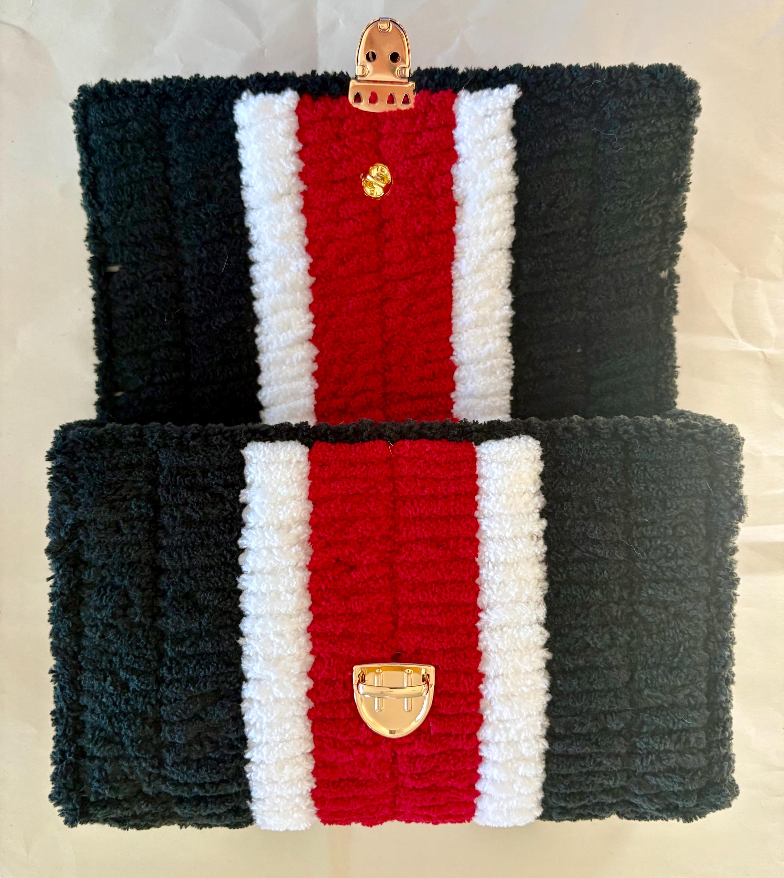 Carolina Hurricanes Inspired Crossbody Purse – Handmade Crochet Fan Bag