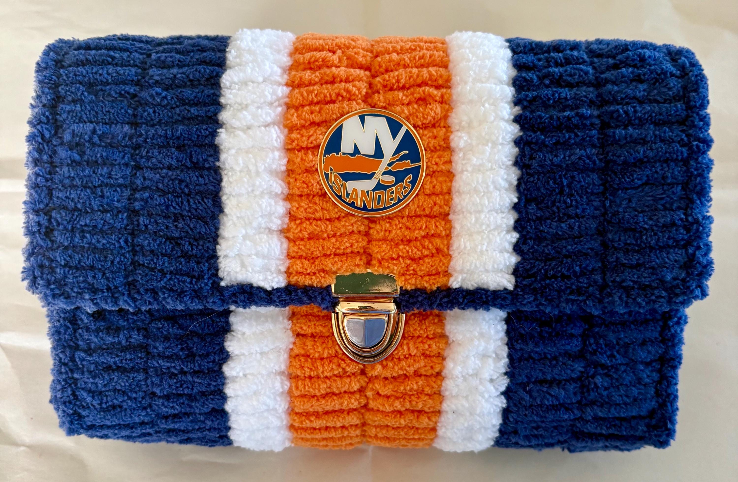 New York Islanders Inspired Crossbody Purse – Handmade Crochet Fan Bag
