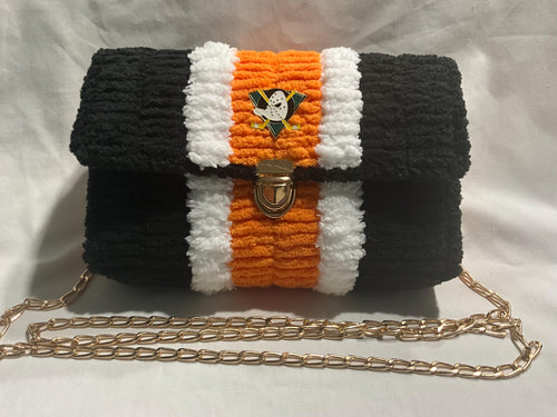 Anaheim Ducks Inspired Crossbody Purse – Handmade Crochet Fan Bag