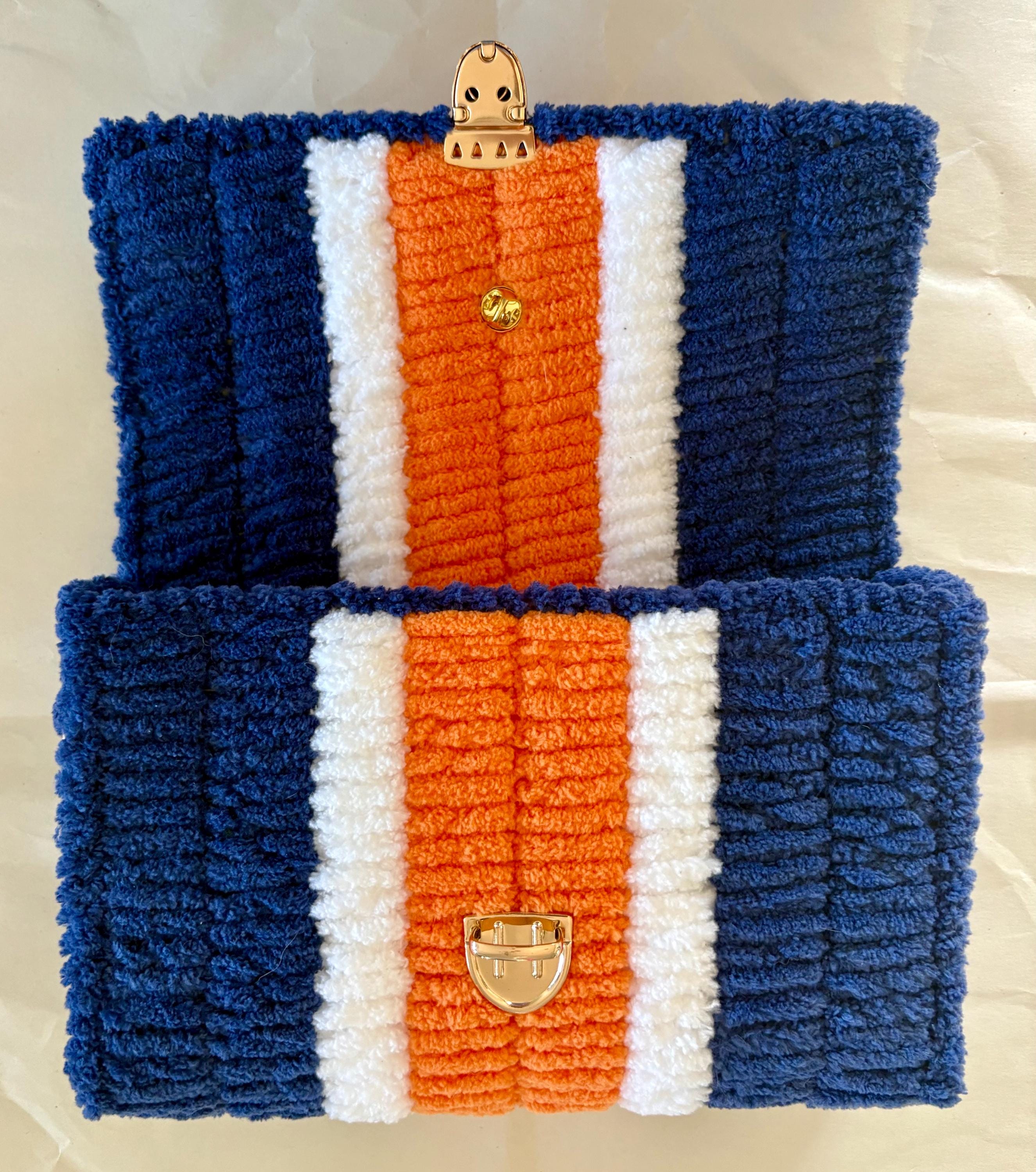 Edmonton Oilers Inspired Crossbody Purse – Handmade Crochet Fan Bag