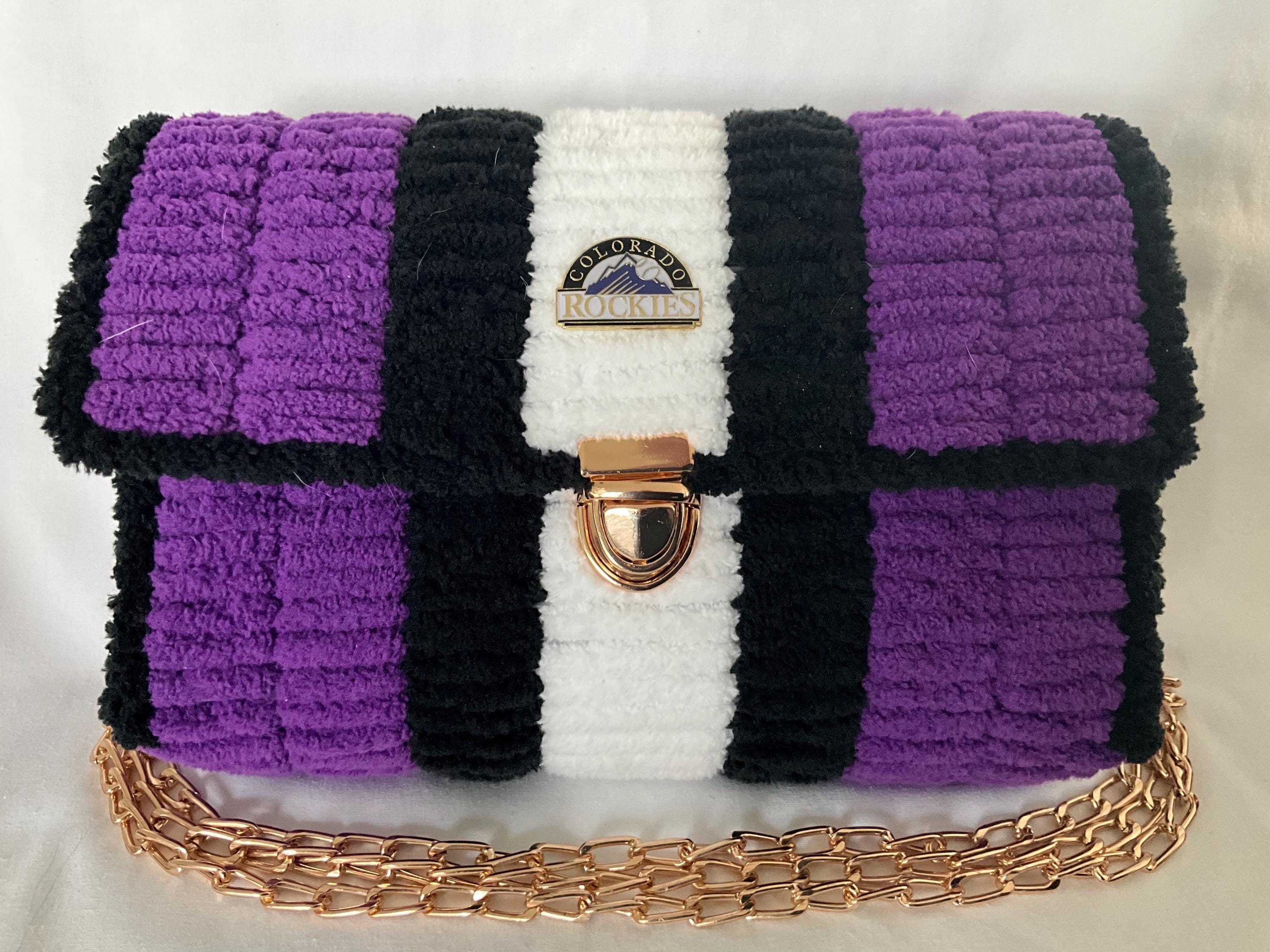Colorado Rockies Inspired Crossbody Purse – Handmade Crochet Fan Bag