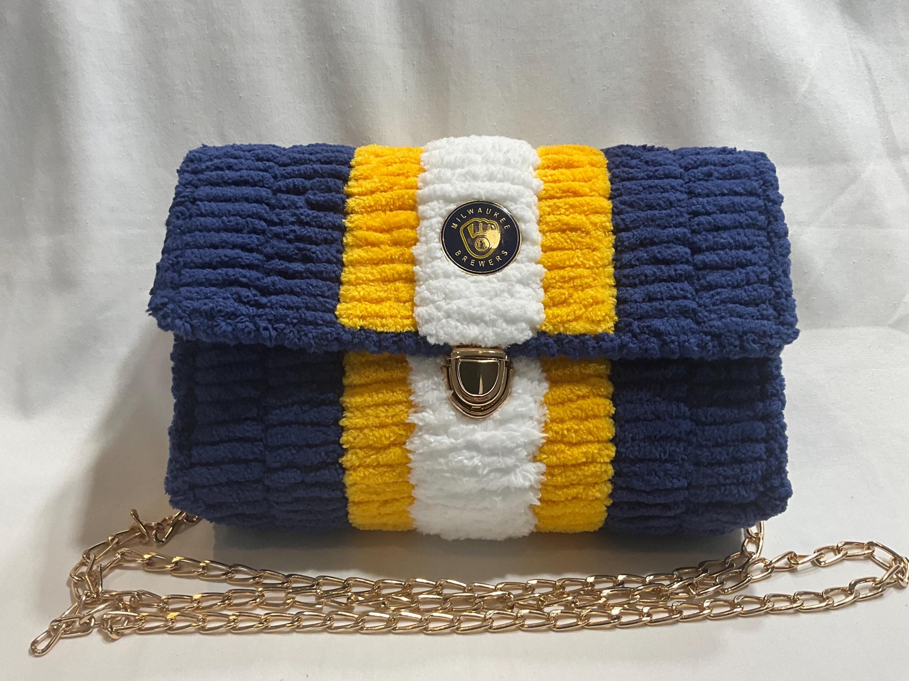 Milwaukee Brewers Inspired Crossbody Purse – Handmade Crochet Fan Bag