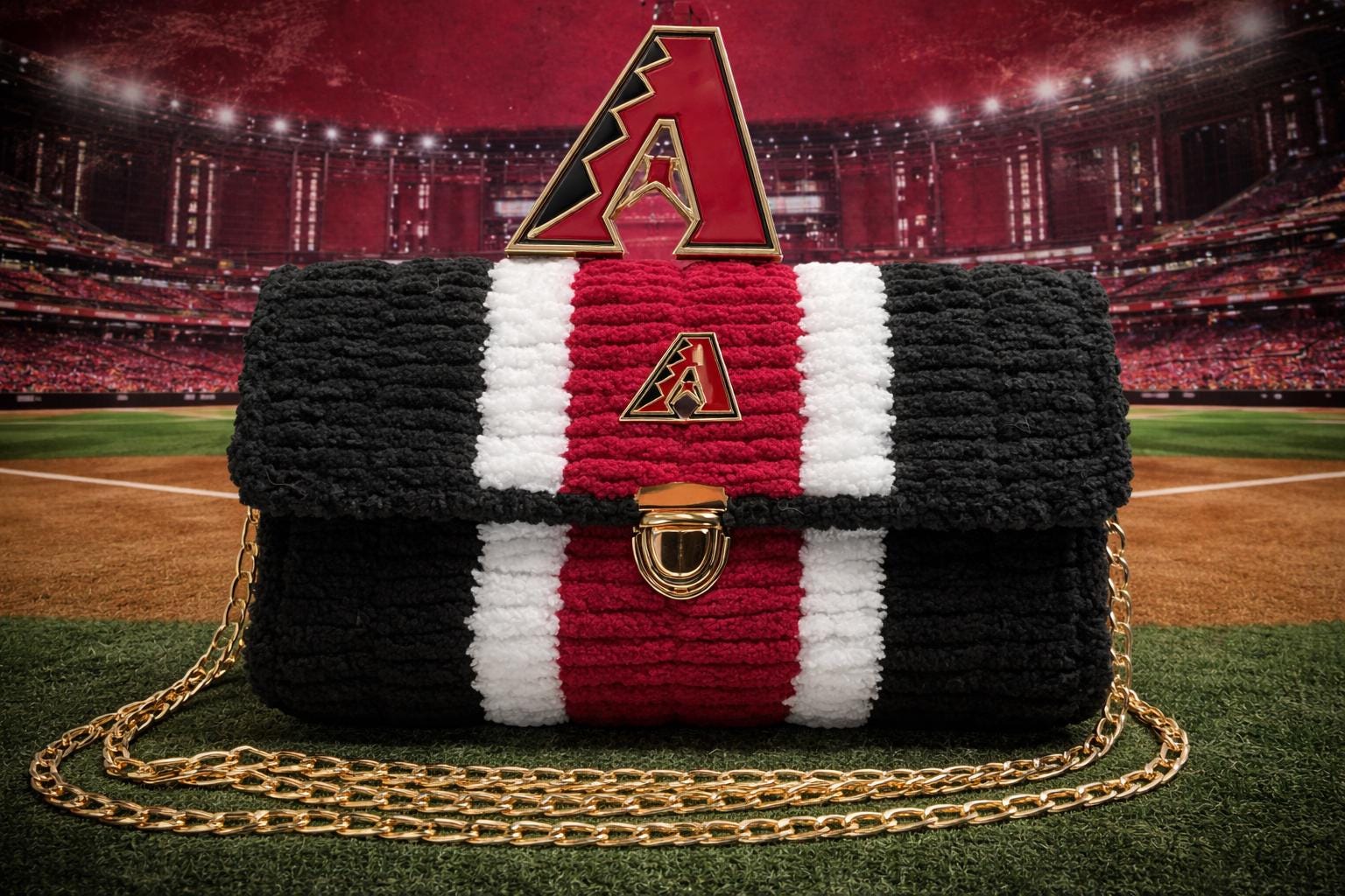 Arizona Diamondbacks Inspired Crossbody Purse – Handmade Crochet Fan Bag