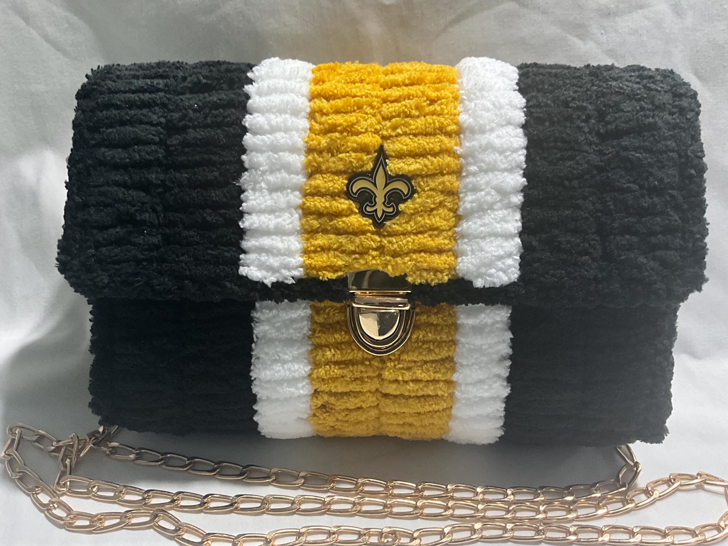 New Orleans Saints Inspired Crossbody Purse – Handmade Chenille Game Day Bag – NFL Fan Gift