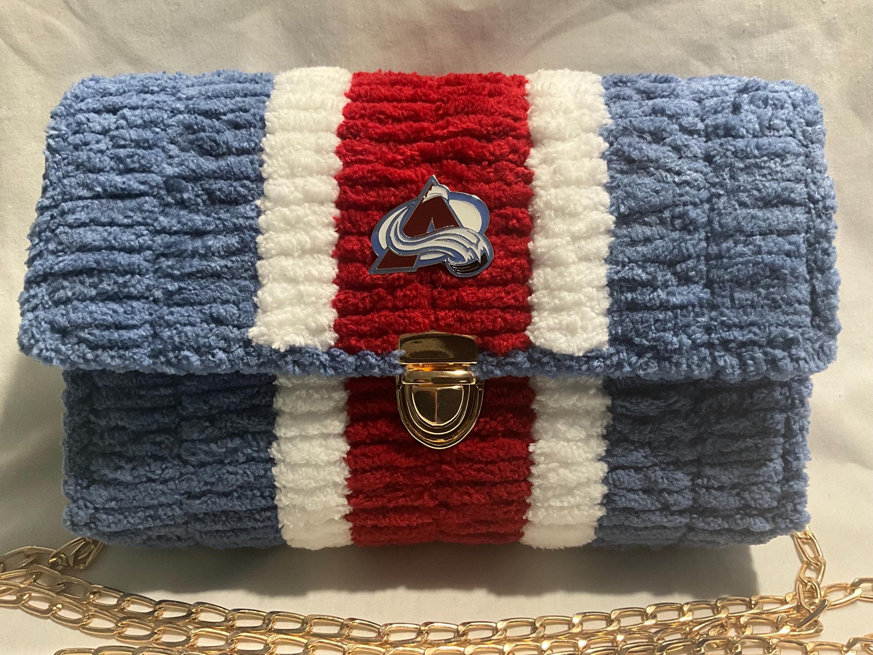 Colorado Avalanche Inspired Crossbody Purse – Handmade Crochet Fan Bag