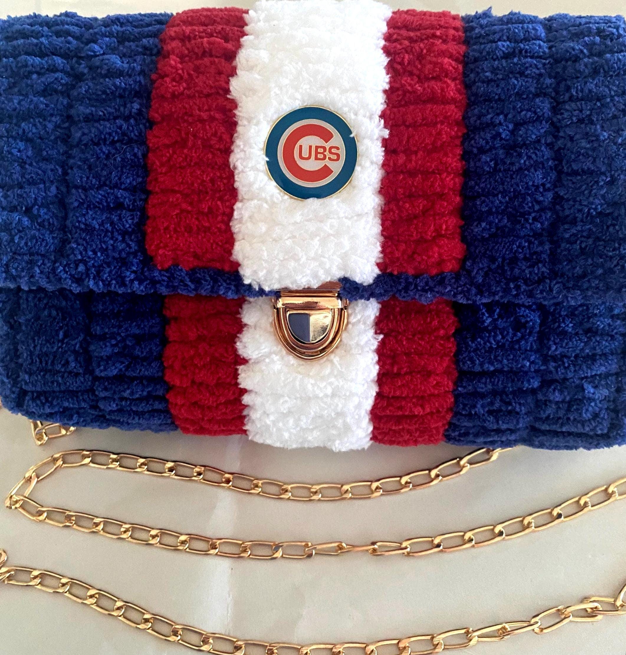 Chicago Cubs Inspired Crossbody Purse – Handmade Crochet Fan Bag