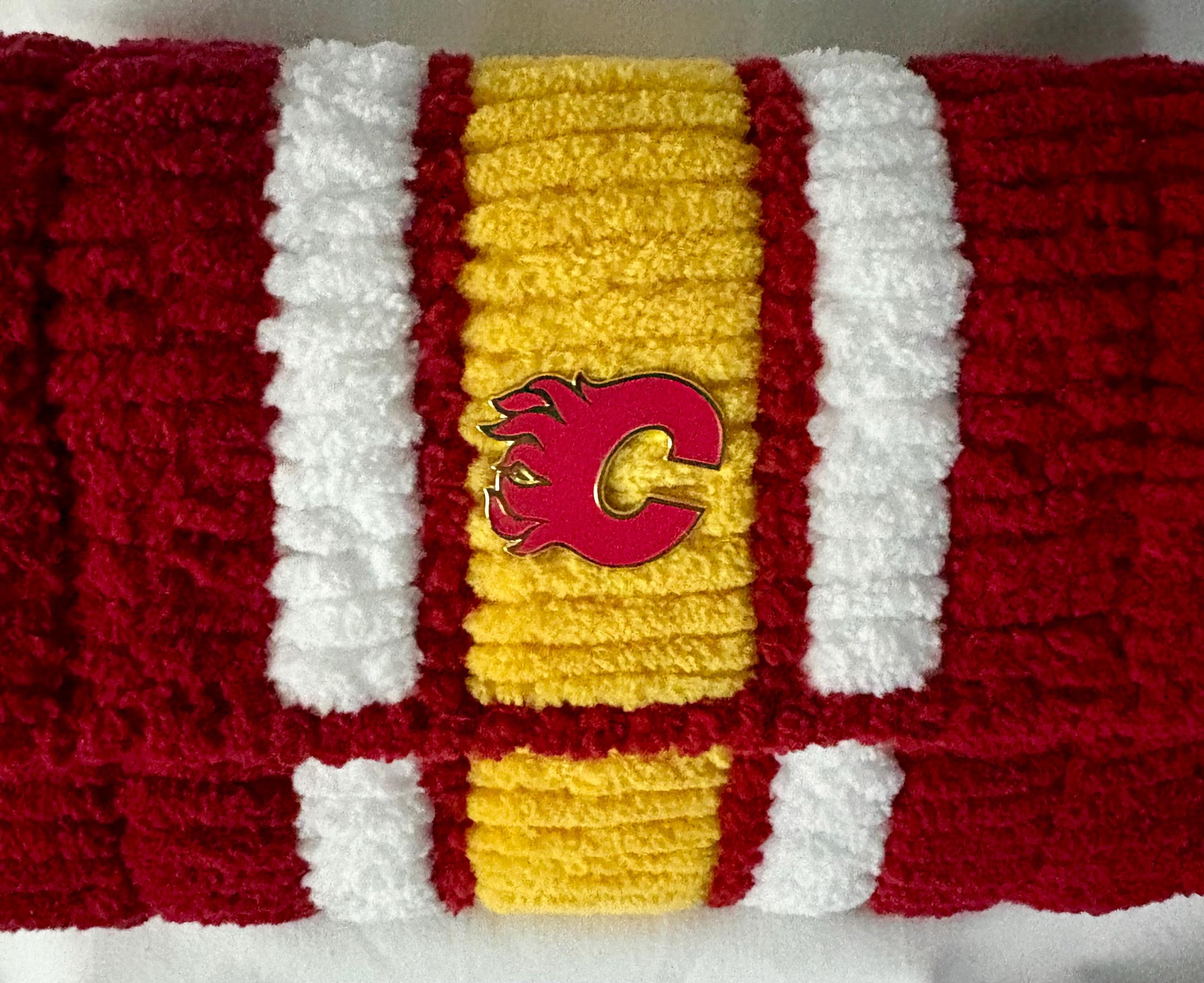 Calgary Flames Inspired Crossbody Purse – Handmade Crochet Fan Bag