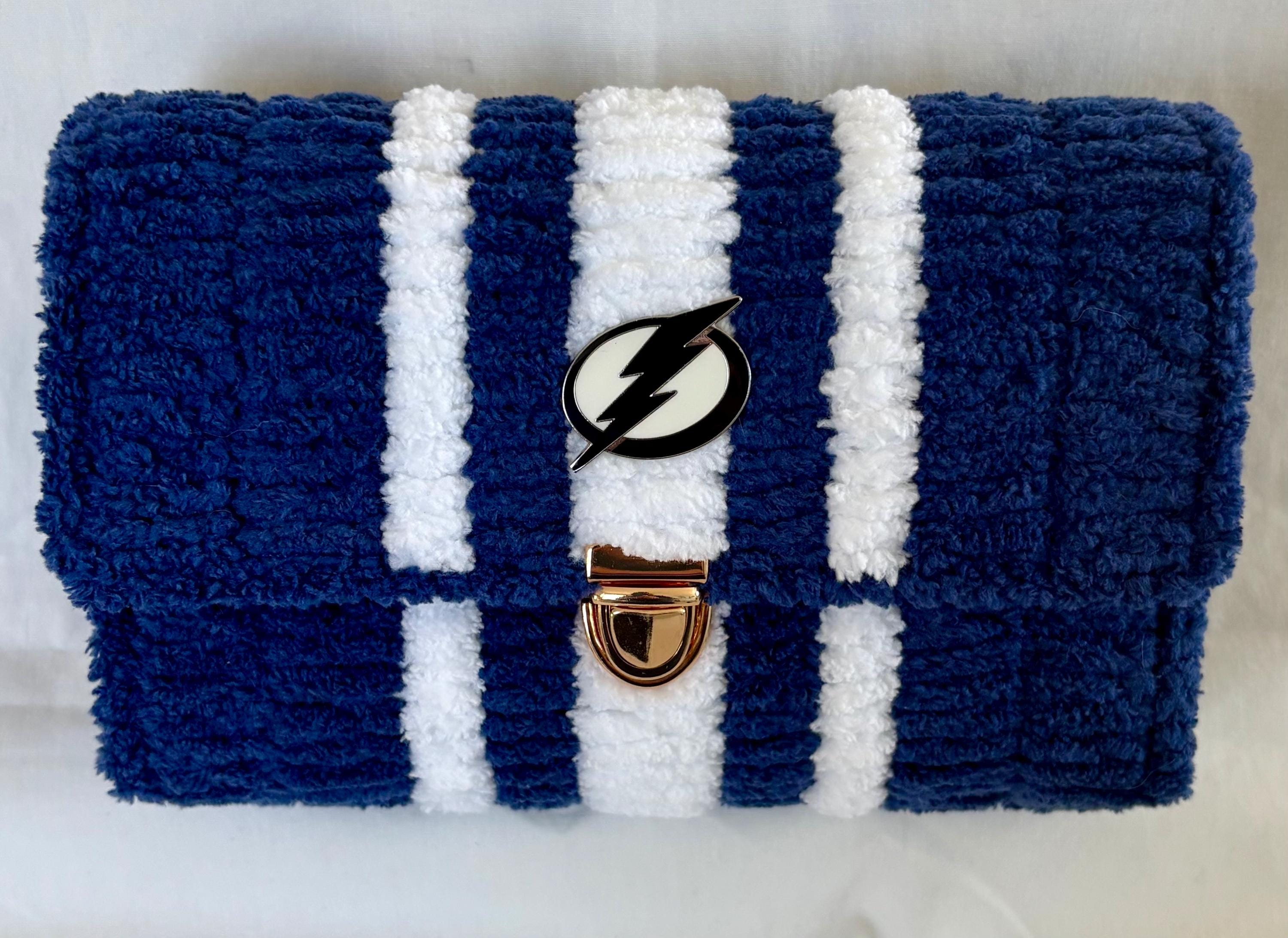 Tampa Bay Lightning Inspired Crossbody Purse – Handmade Crochet Fan Bag