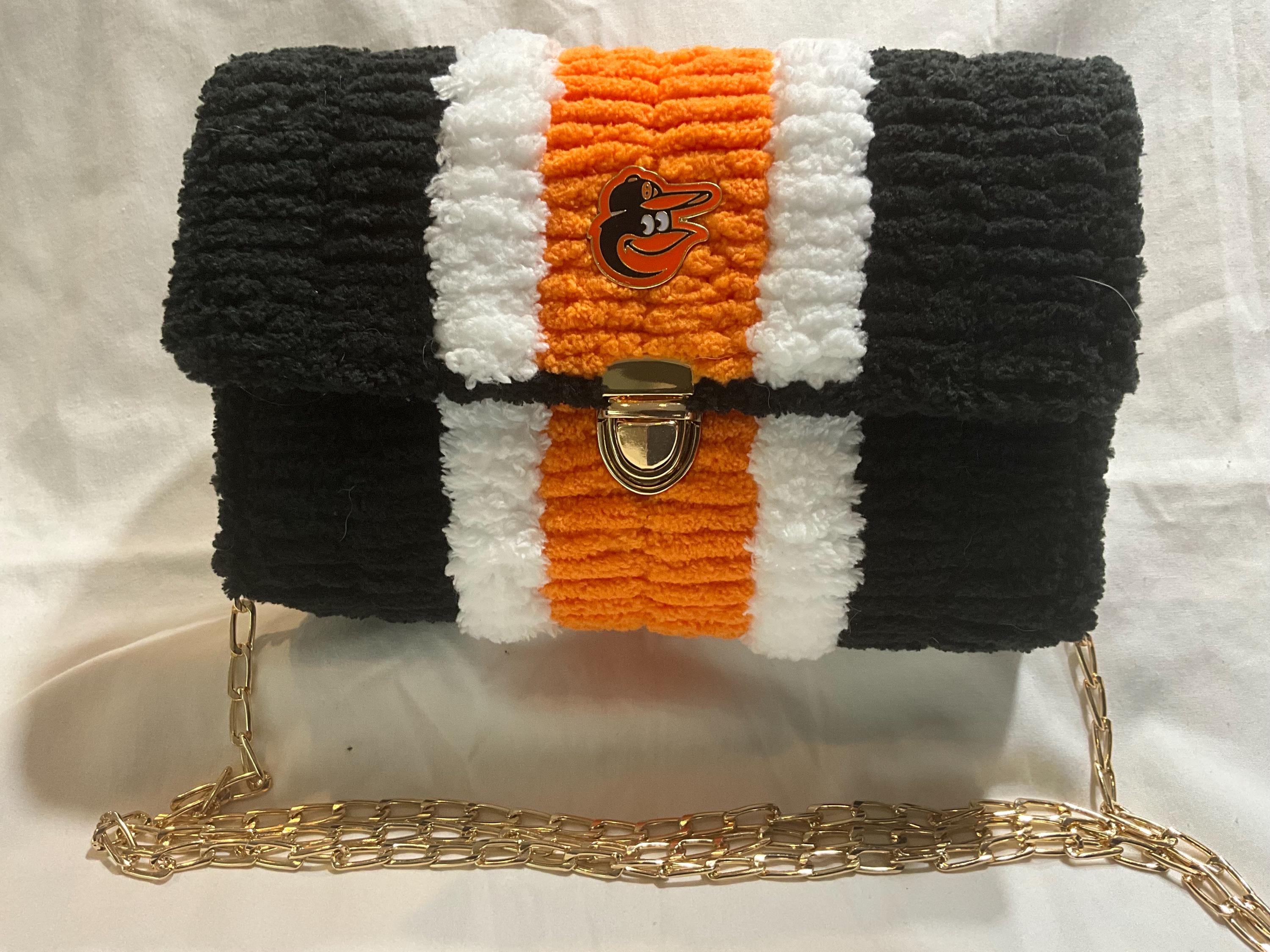 Baltimore Orioles Inspired Crossbody Purse – Handmade Crochet Fan Bag