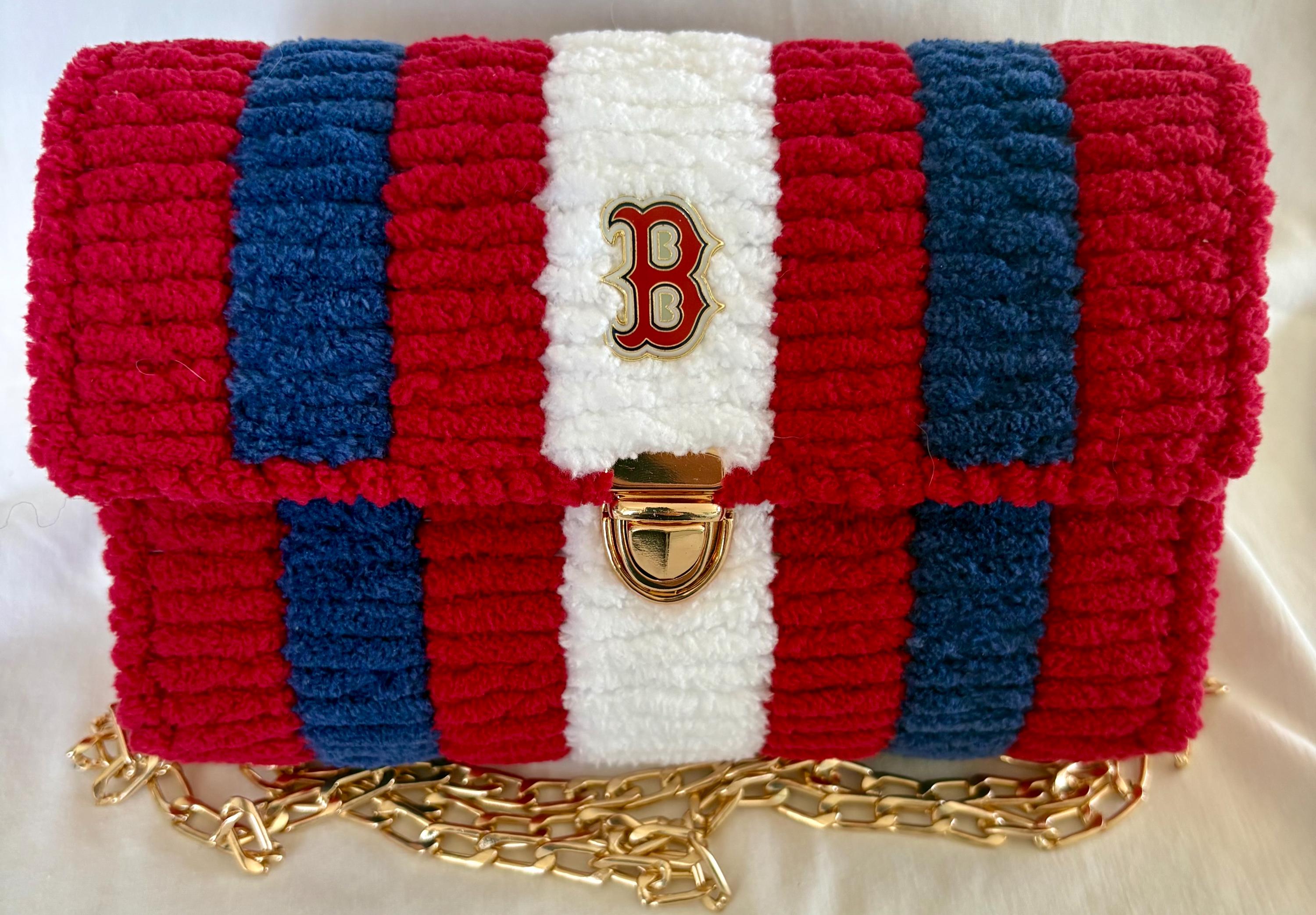 Boston Red Sox Inspired Crossbody Purse – Handmade Crochet Fan Bag