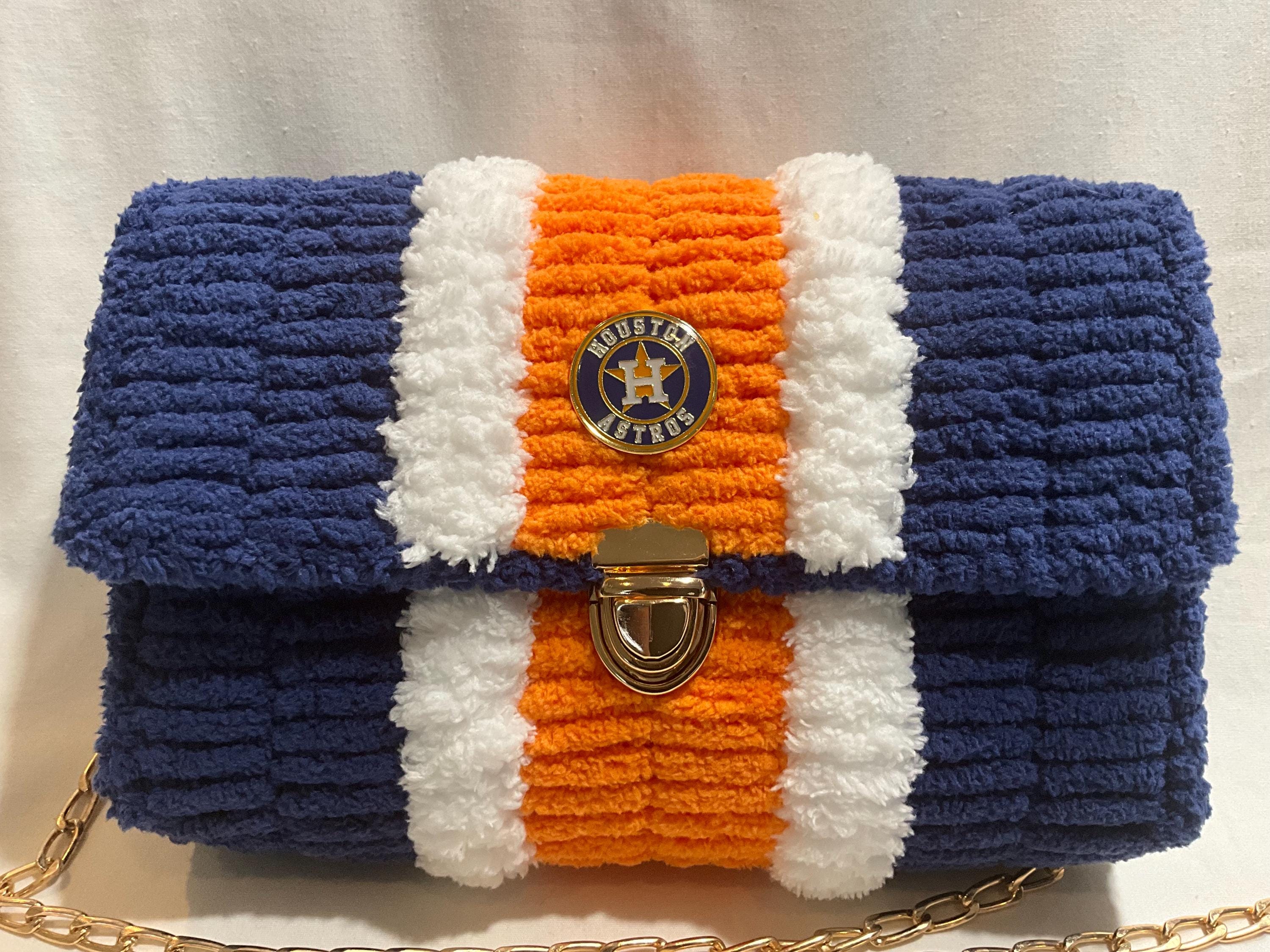 Houston Astros Inspired Crossbody Purse – Handmade Crochet Fan Bag