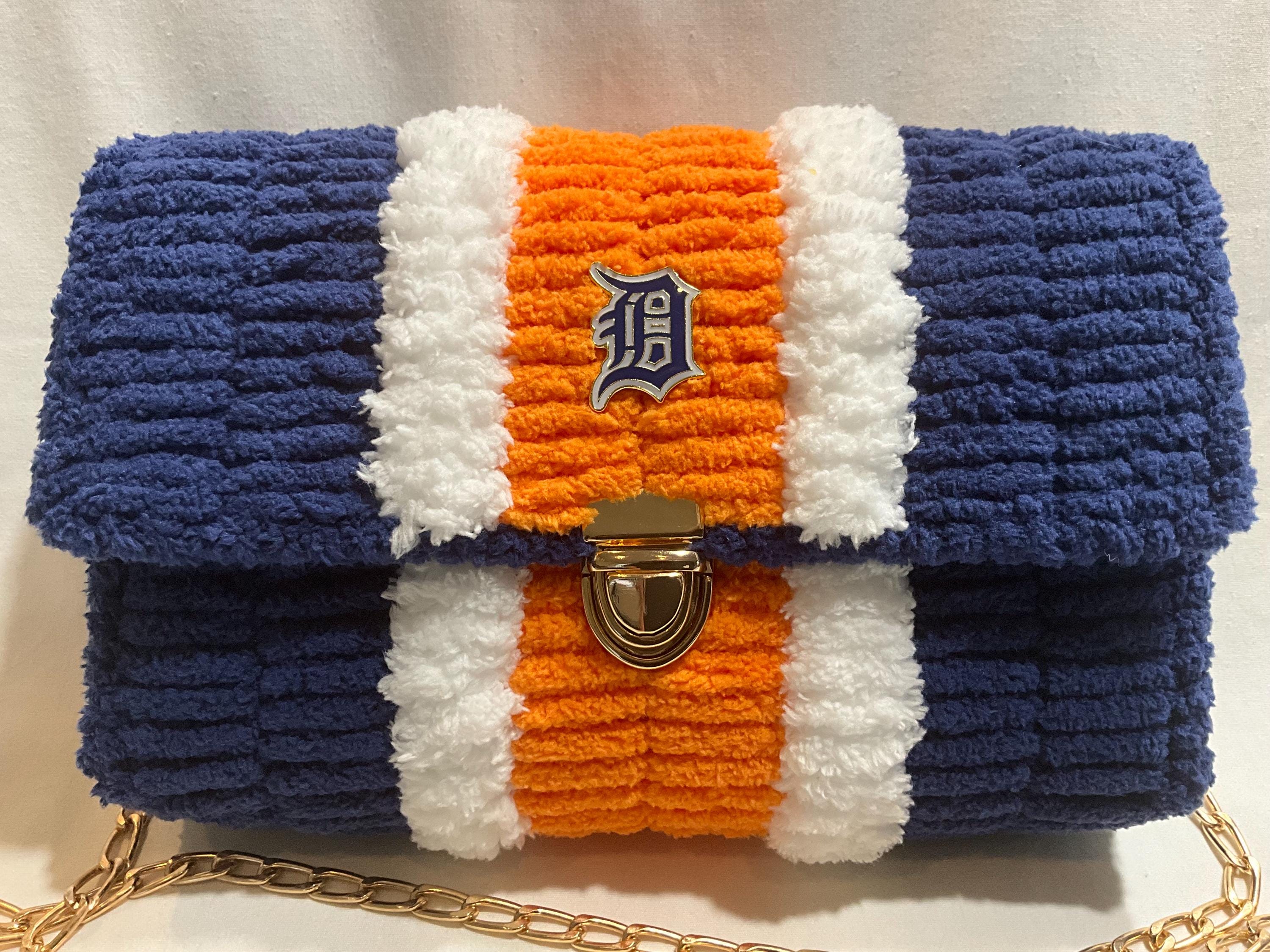 Detroit Tigers Inspired Crossbody Purse – Handmade Crochet Fan Bag