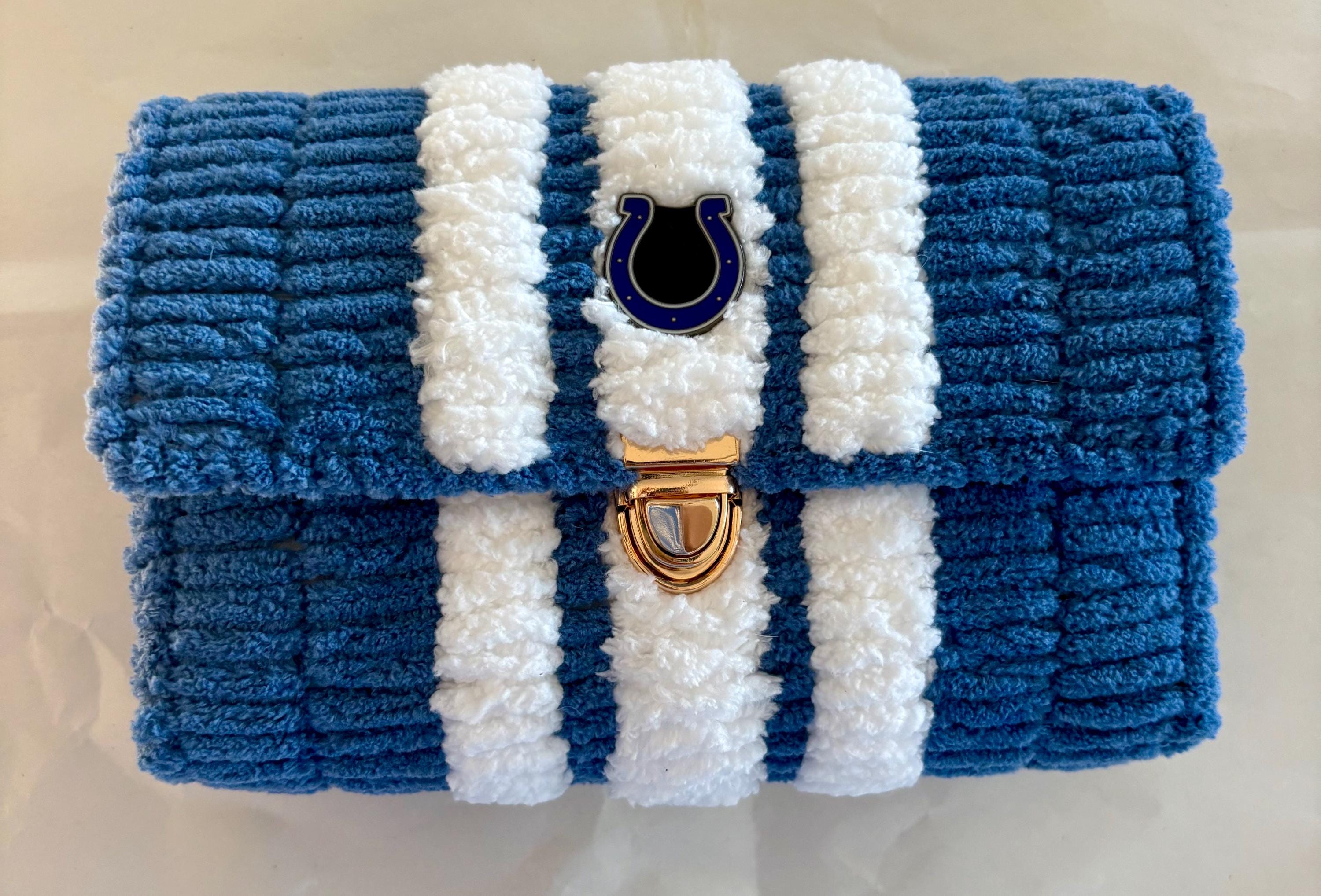 Indianapolis Colts Inspired Crossbody Purse – Handmade Chenille Game Day Bag – NFL Fan Gift