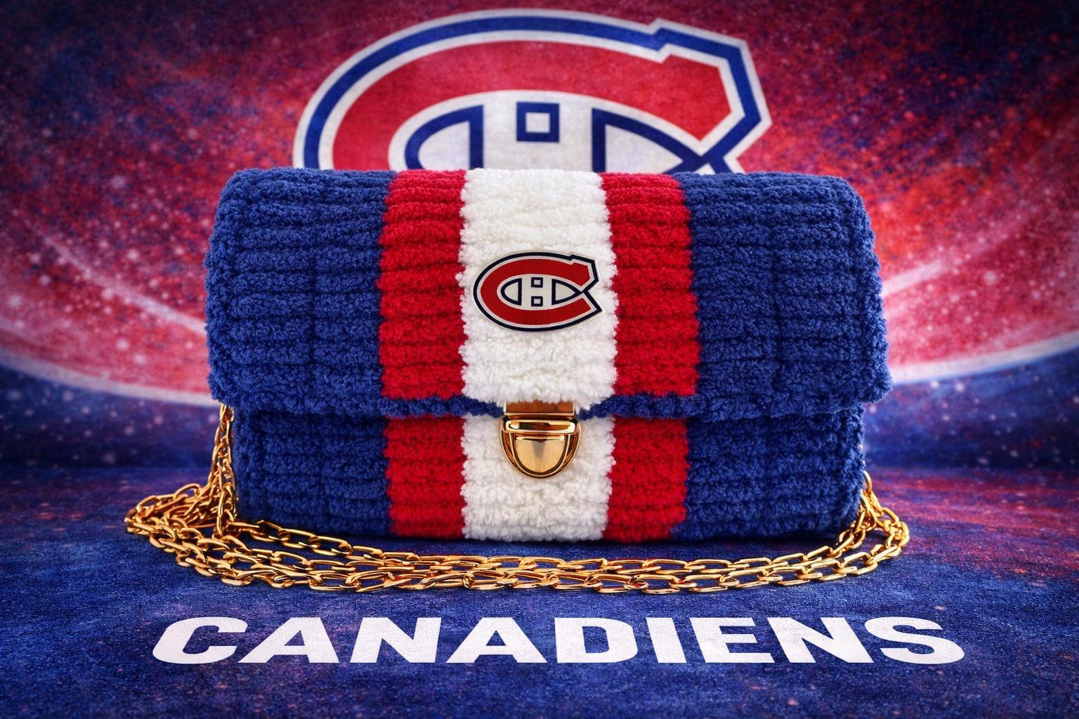 Montreal Canadians Inspired Crossbody Purse – Handmade Crochet Fan Bag